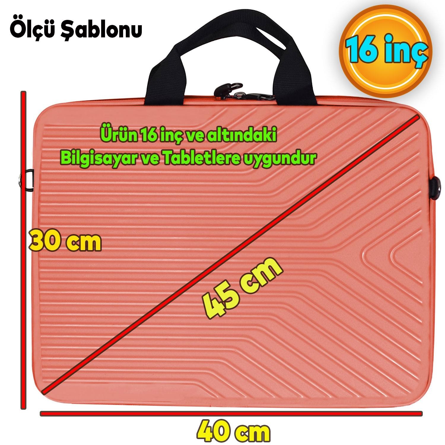 Laptop Çantası Kırılmaz Su Geçirmez Notebook Dizüstü Bilgisayar Taşıma Pudra 40x30 Cm 16 İnç