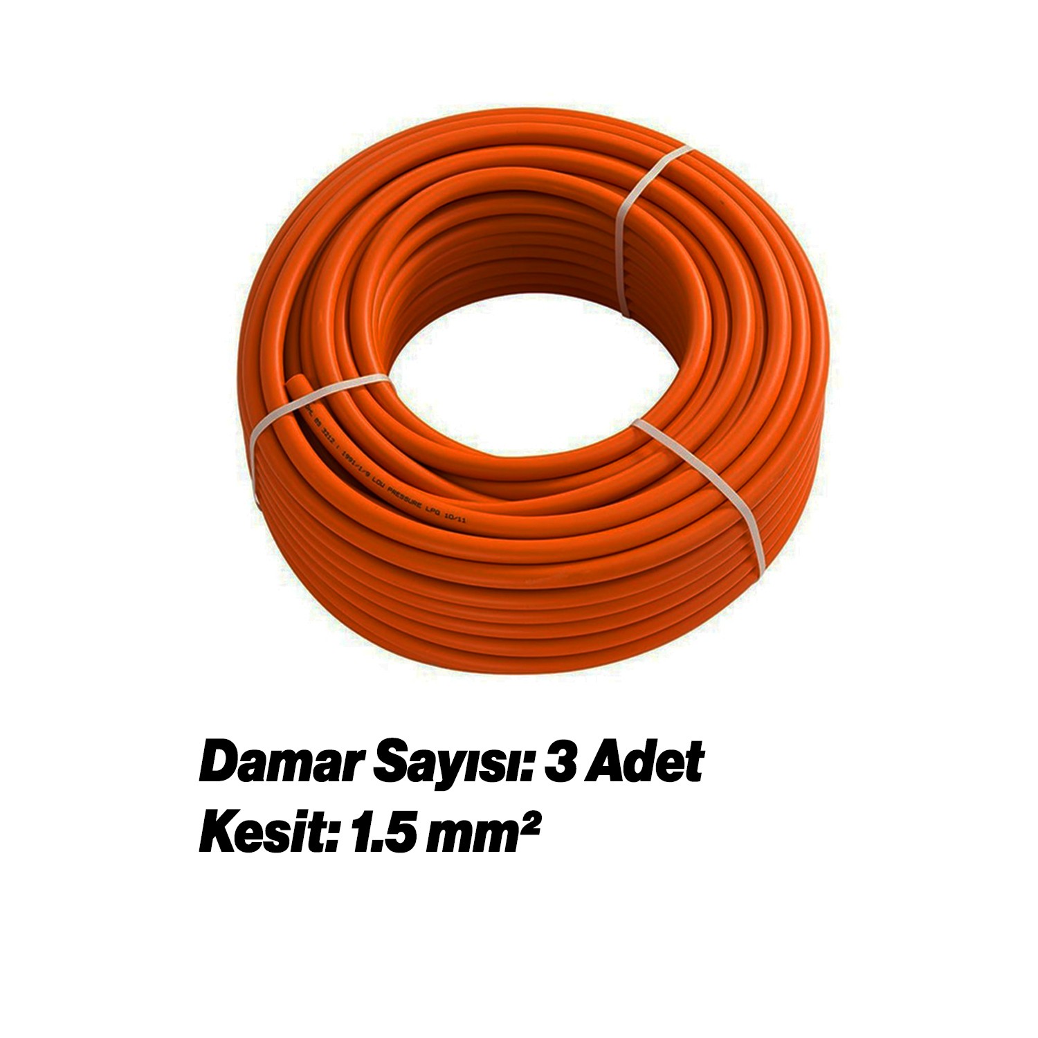 TTR CCA Çok Telli 3x1.5 mm 100 Metre Elektrik Kablosu Turuncu Renk Topraklı İletken Kablo H05VV-F