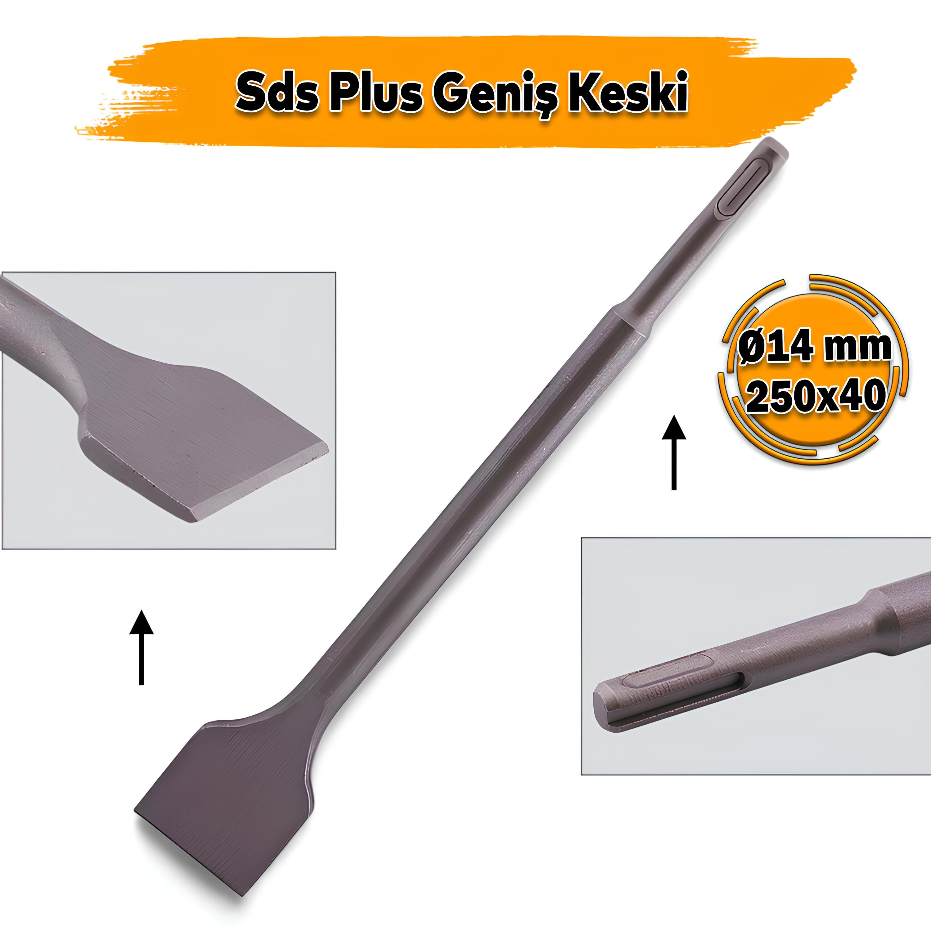 SDS Plus Geniş Ağızlı Keski 14x250x40mm Matkap Ucu Aparatı Beton Tuğla Taş Dayanıklı Çelik Kırıcı Uç