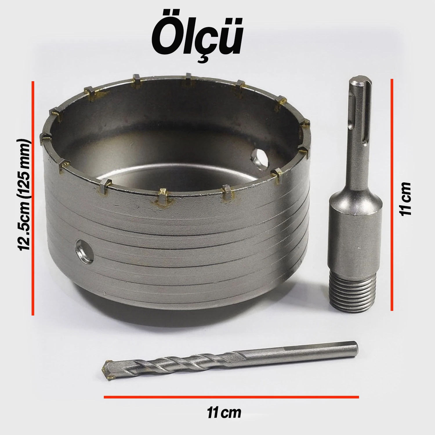 GFB Elmas Beton Delme Pançı 125MM SDS Plus Ağır Hizmet Tipi Delici Uç Beton Taş Tuğla İçin