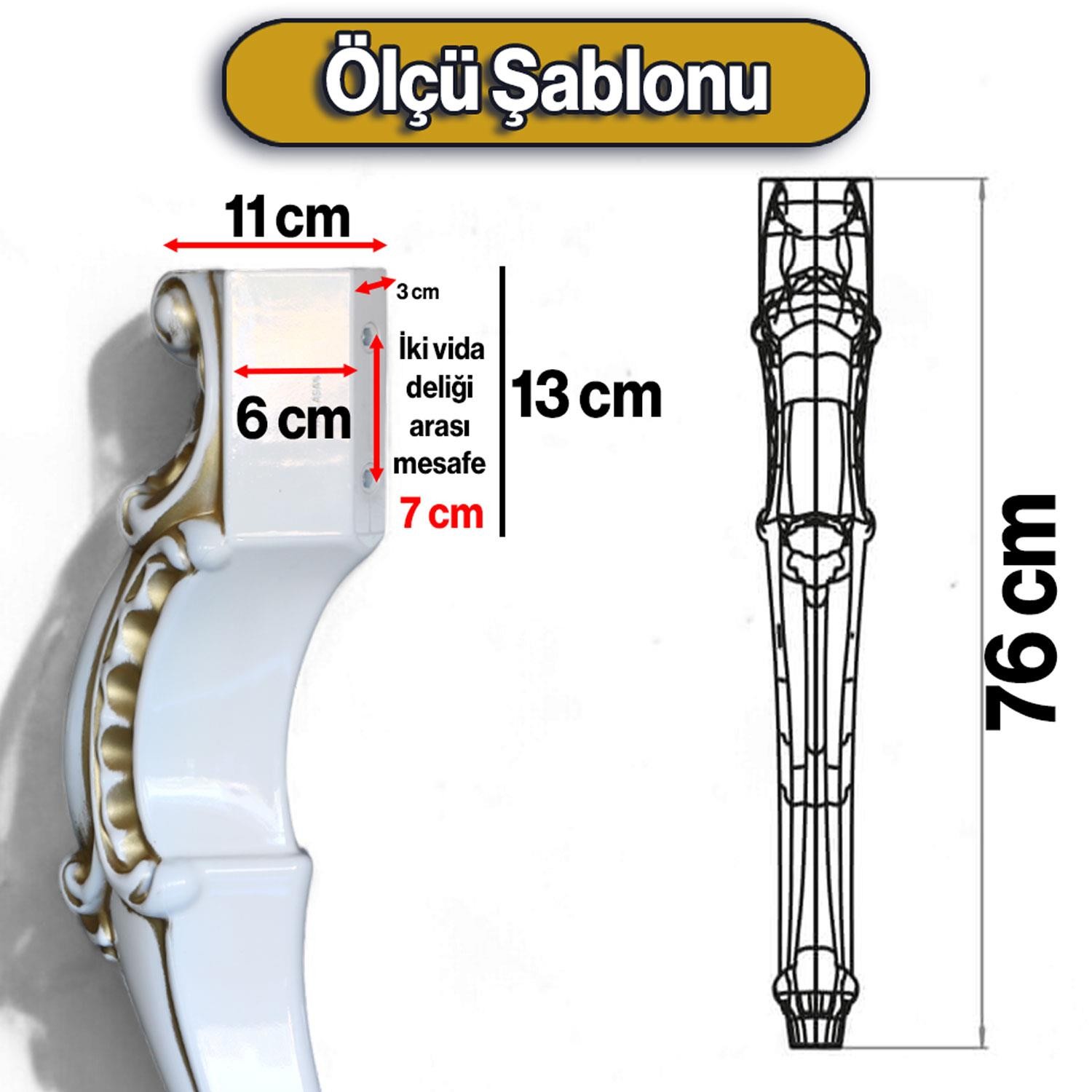 4 Adet Valenta Masa Dresuar Ayağı 76 cm Krem Gold Ayak Mutfak Yemek Masası Mobilya Ayakları