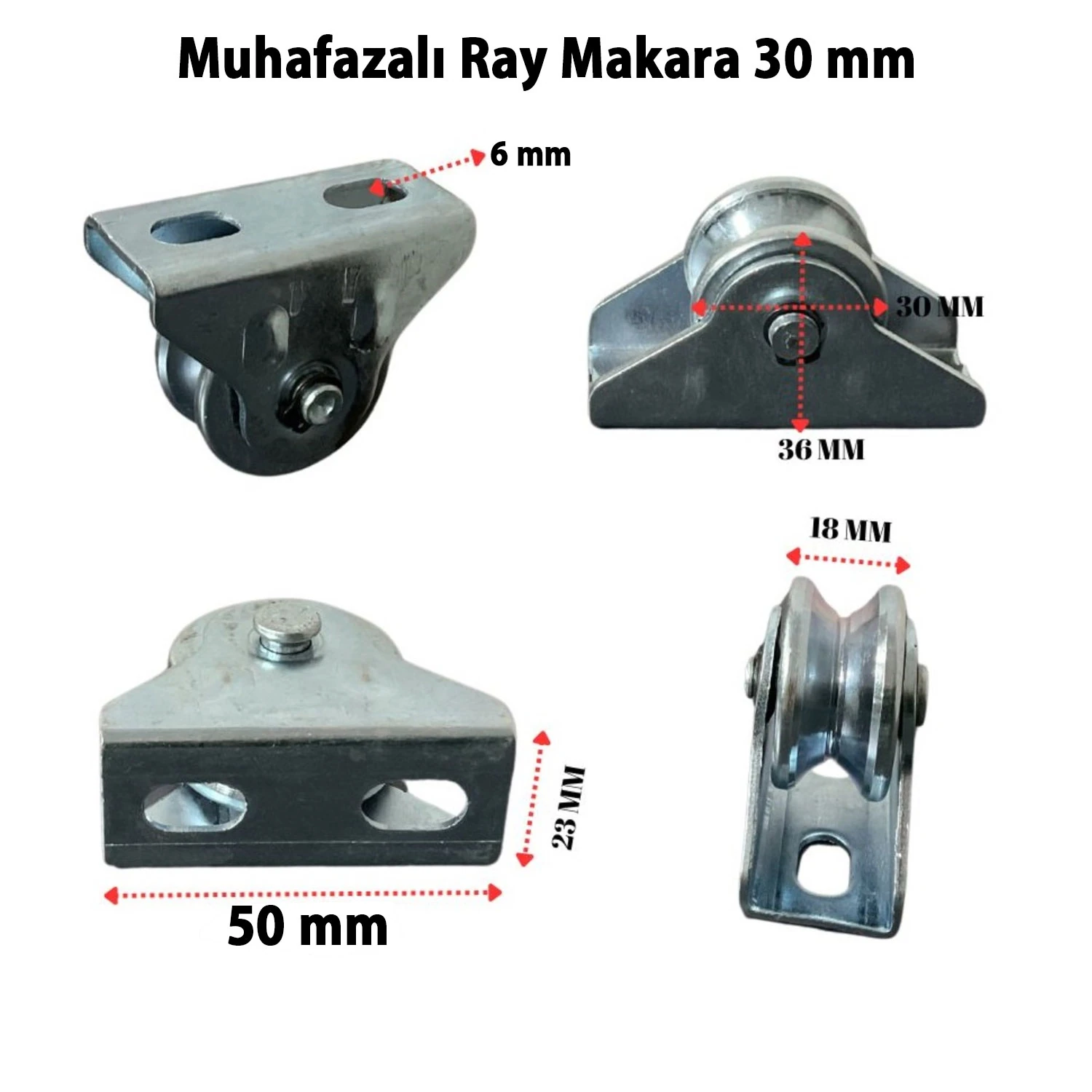 Muhafazalı Metal Ray Makara 30 mm Sürgülü Kapı Raylı Sistem Dayanıklı Galvanizli Tekerlek Mekanizma