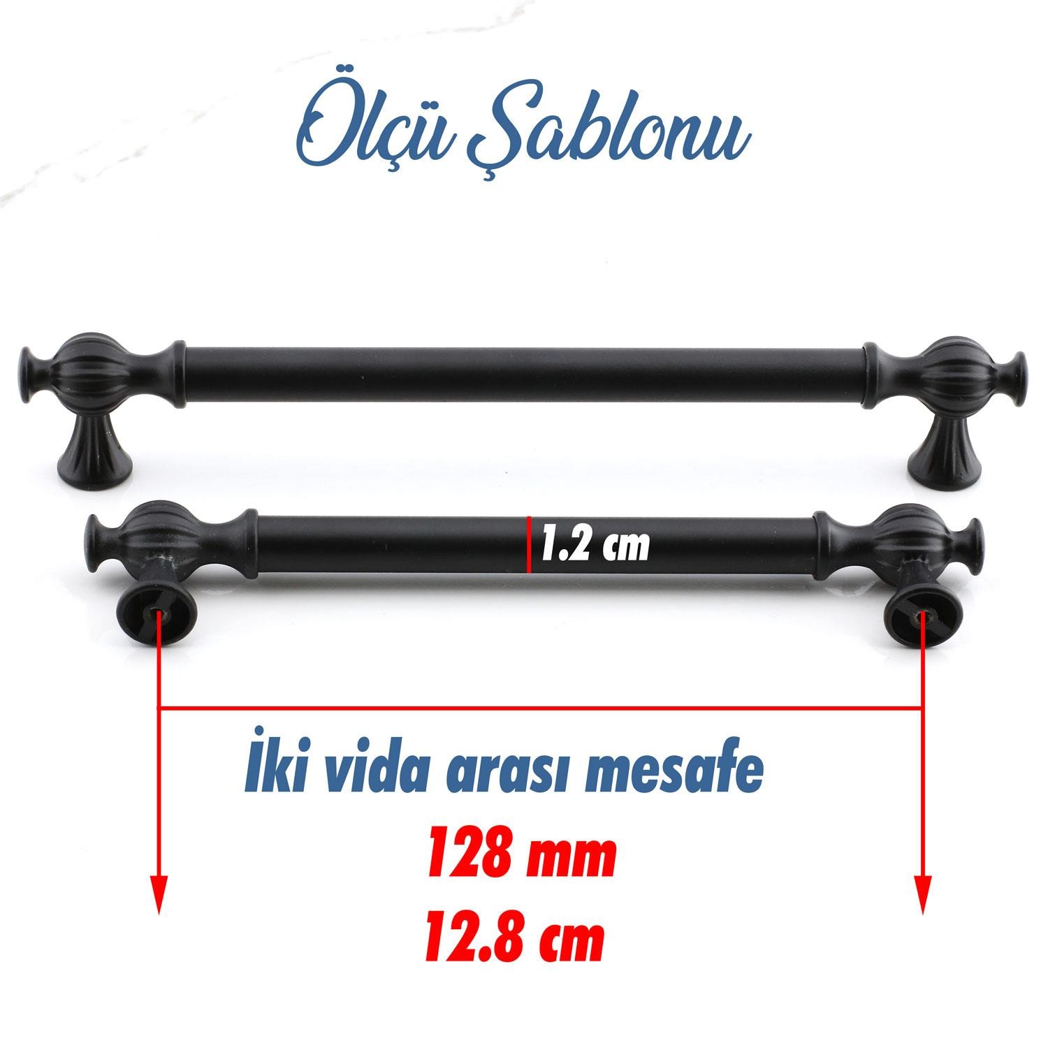 Çınar 128 mm Siyah Metal Kulp Mobilya Mutfak Çekmece Dolap Dolabı Kapak Kulbu Kulpları Kulpu 128 mm