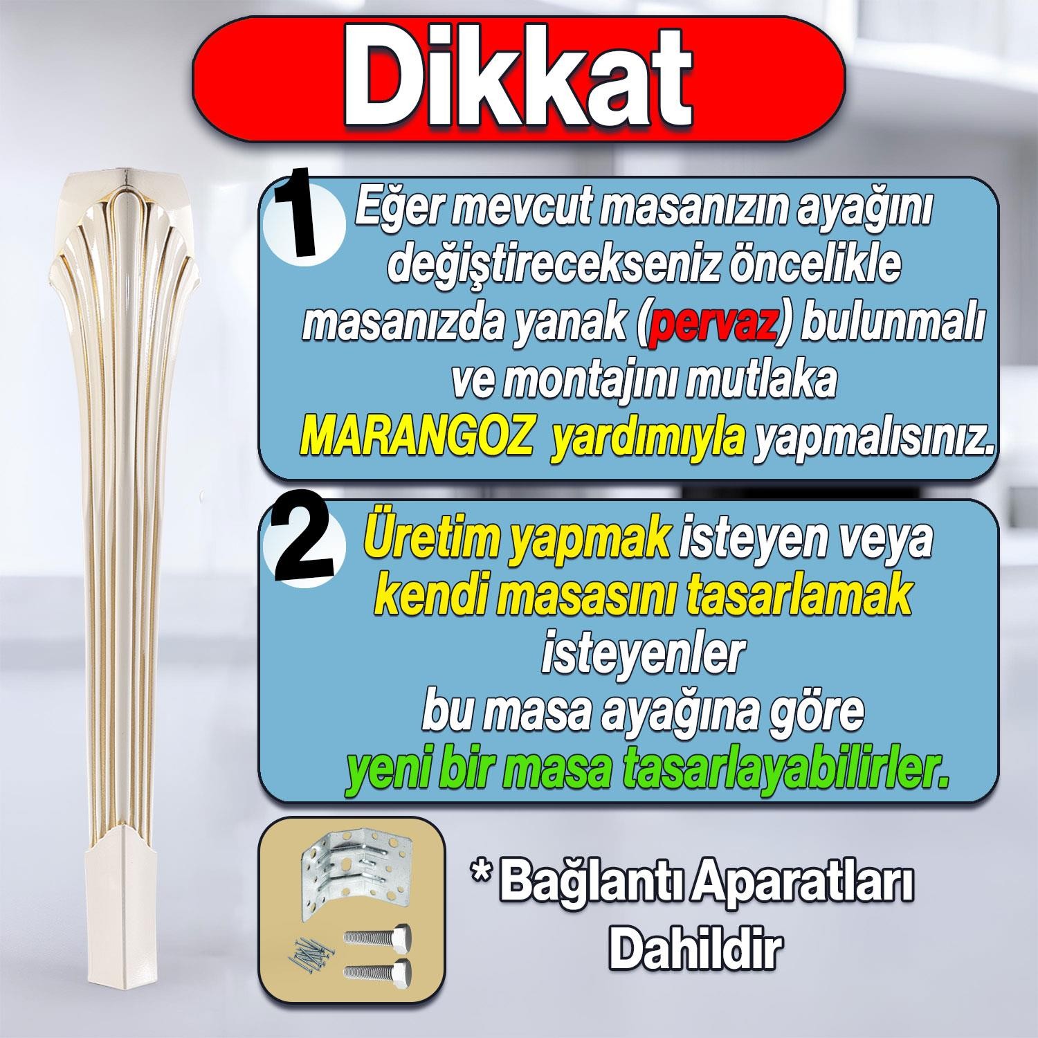 Sütun Masa Dresuar Ayağı 77 cm Plastik Ayak Krem Altın Mutfak Yemek Masası Mobilya Ayakları Gold