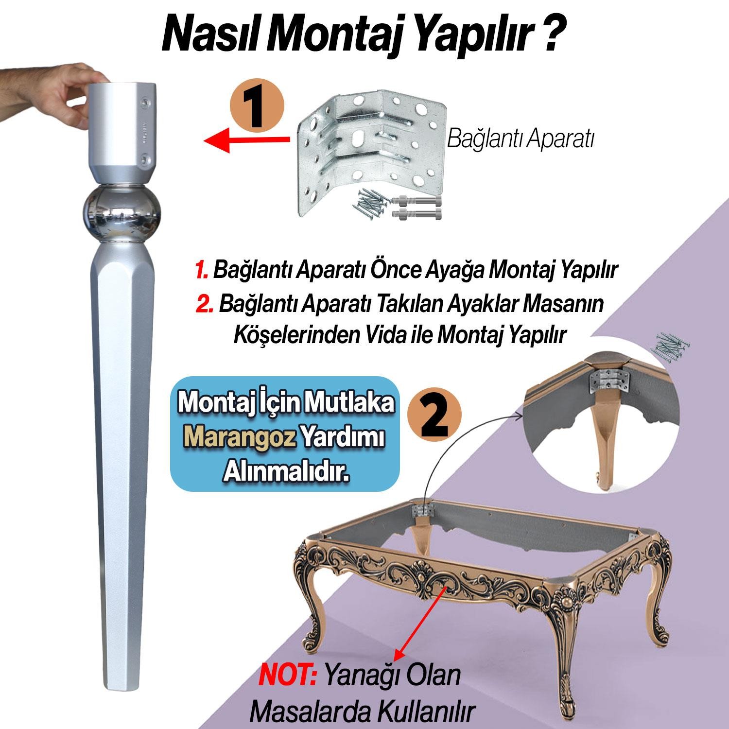 Elips Masa Dresuar Ayağı 75 cm Plastik Gümüş Gri Ayak Mutfak Yemek Masası Mobilya Ayakları Gümüş