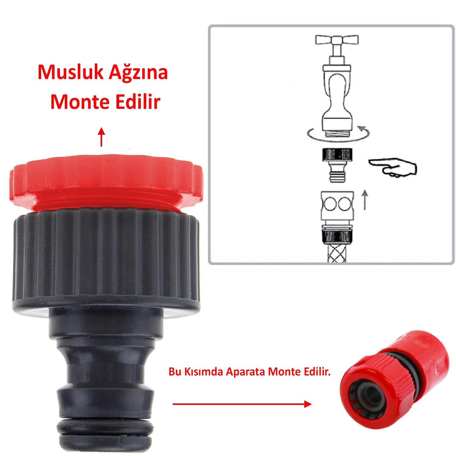 Hortum Sprey Sulama Tabancası Başlığı Seti 4 Parça Bahçe Çeşme Musluk Bağlantı Adaptörü Aparatı Ayarlanabilir