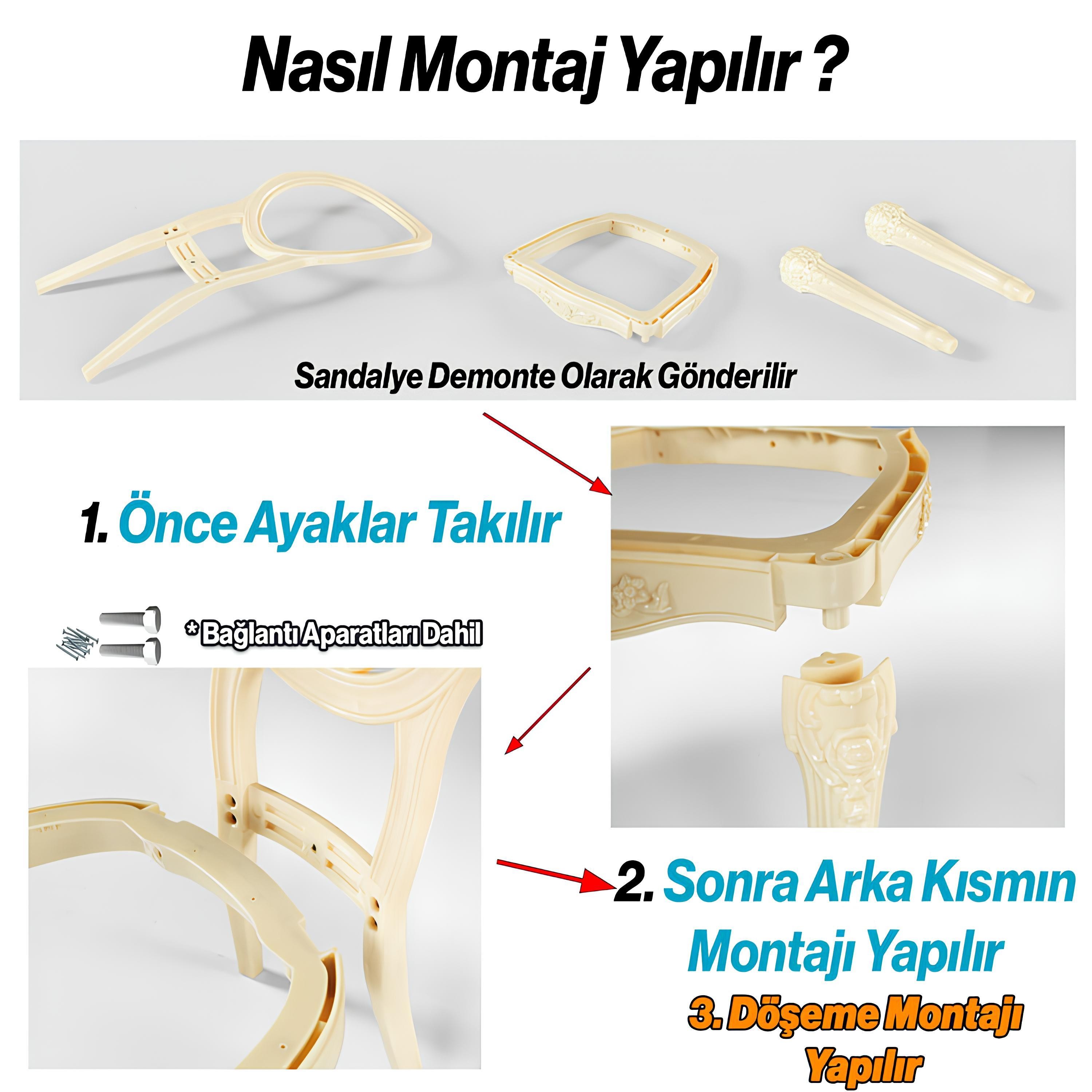 Bella Sandalye Döşemeli Sert Plastik Siyah Gold Koltuk Bahçe Balkon Mutfak Yemek Masası Sandalyesi