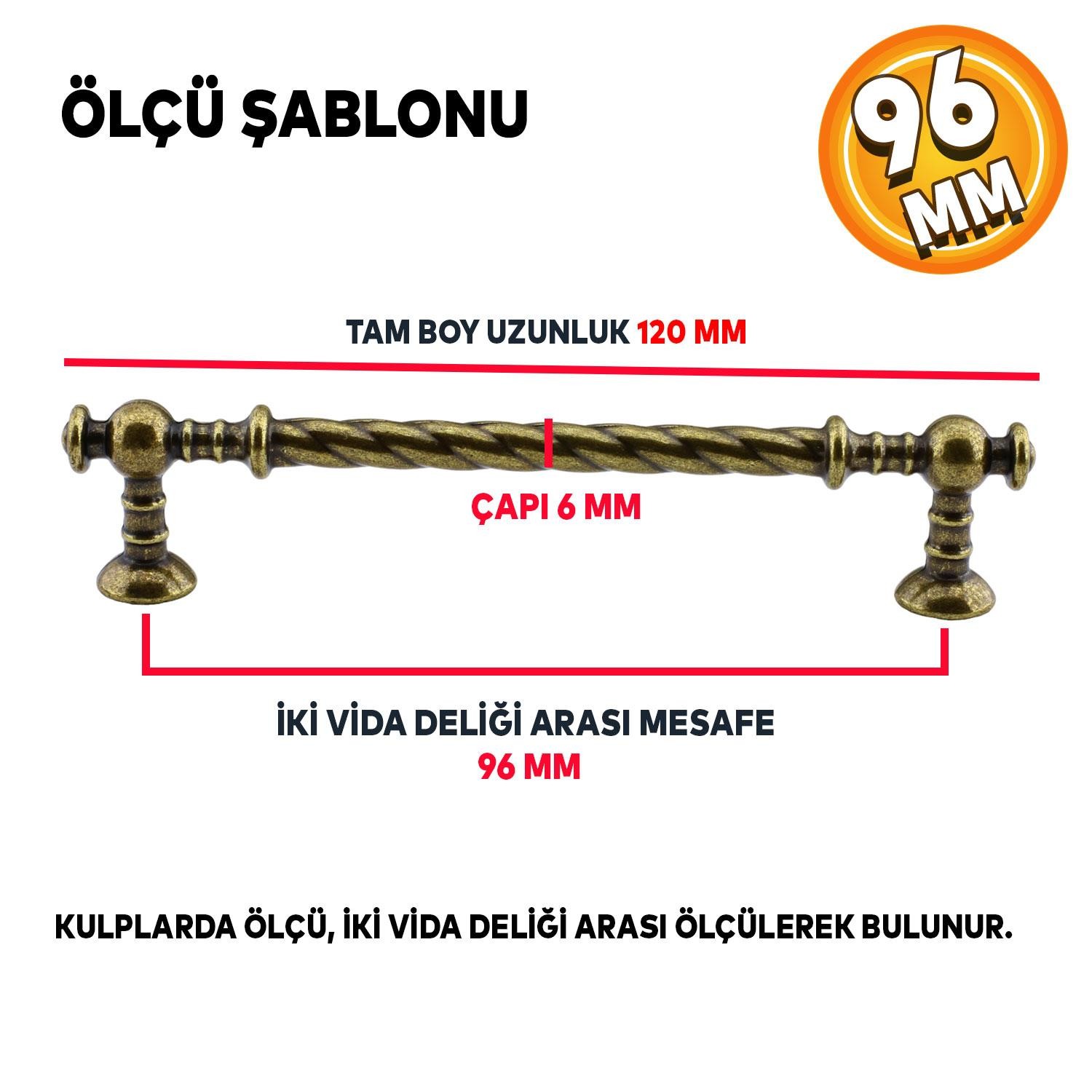 Burgu Mobilya Mutfak Dolabı Çekmece Dolap Kapak Kulpu Kulbu Antik Sarı 96 mm Metal Kulp