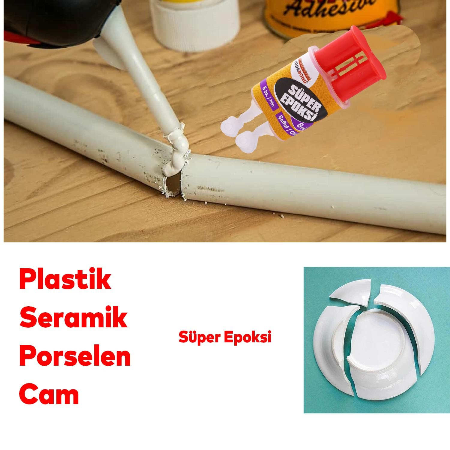 Güçlü Genel Amaçlı Epoksi Yapıştırıcı Metal Plastik Seramik Cam Yapıştırıcı 6 ml Hızlı Kuruyan