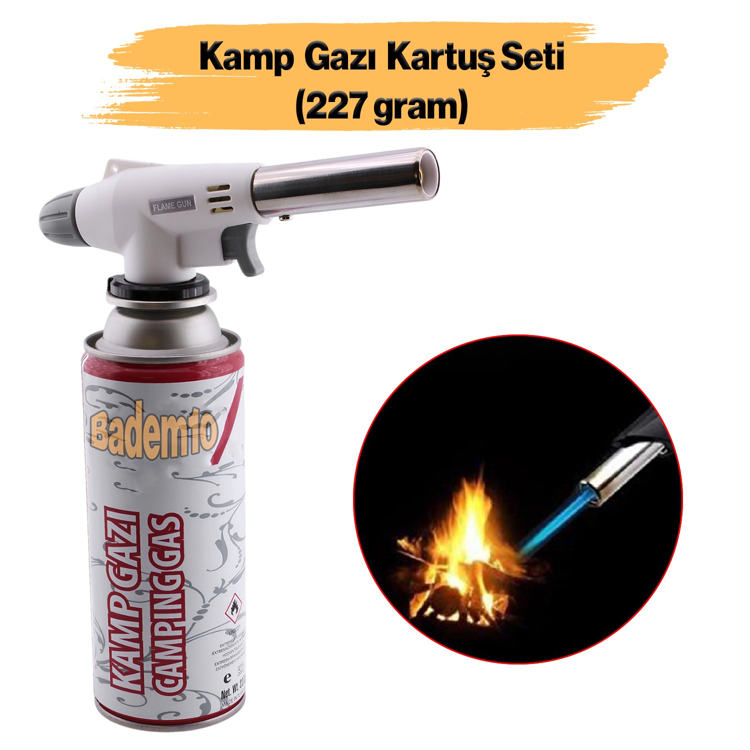 Çakmaklı Pürmüz Yedek Kartuşu Kamp Gazı 227 Gram Piknik Kamp Mangal Mutfak Ateş Tutuşturucu Set