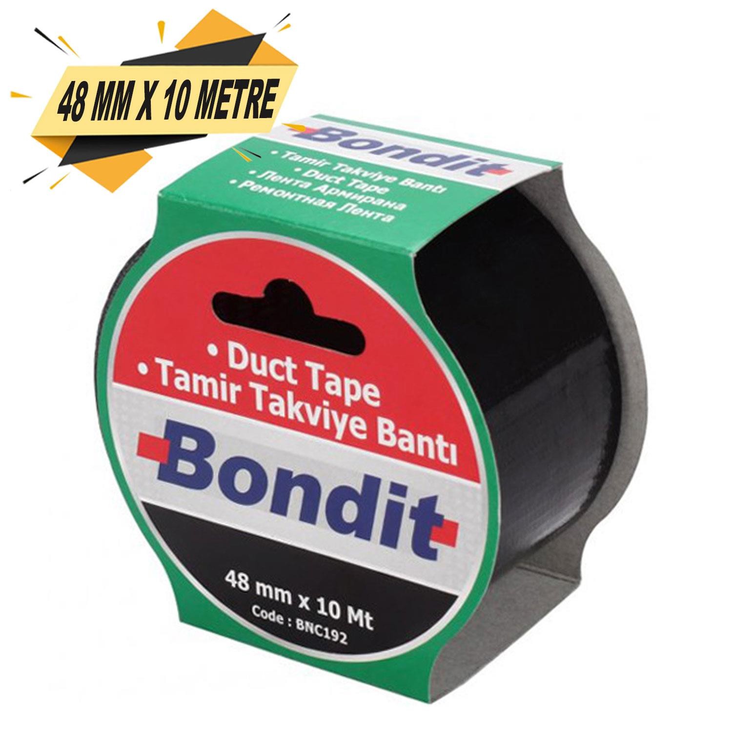 Bondit Tamir Bandı 48 mm x 10 Metre Siyah Çok Amaçlı Duct Tape Bant