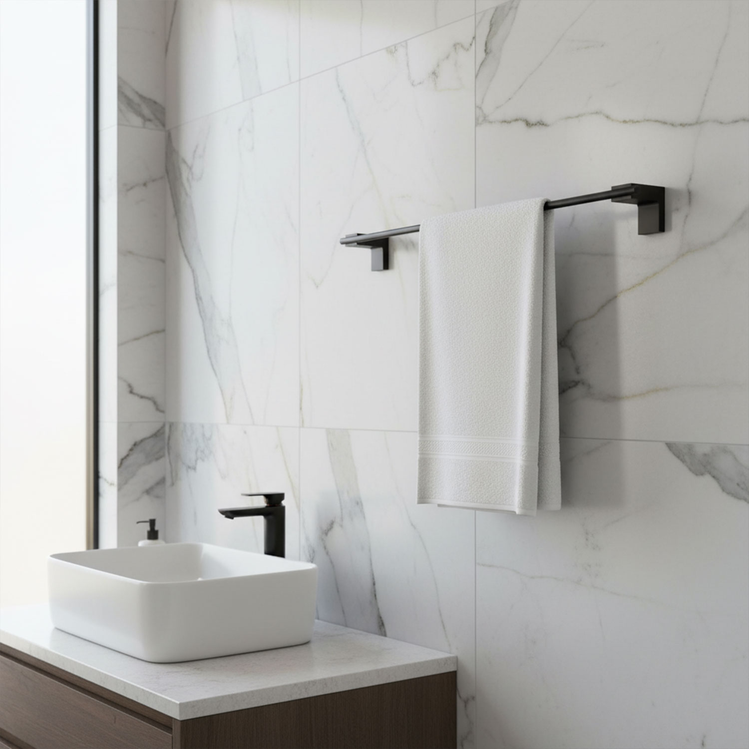 Siyah Metal Uzun Havluluk 49 cm  Duvara Monte Vidalı Lüks Banyo Asma Askı Çubuk Tasarım