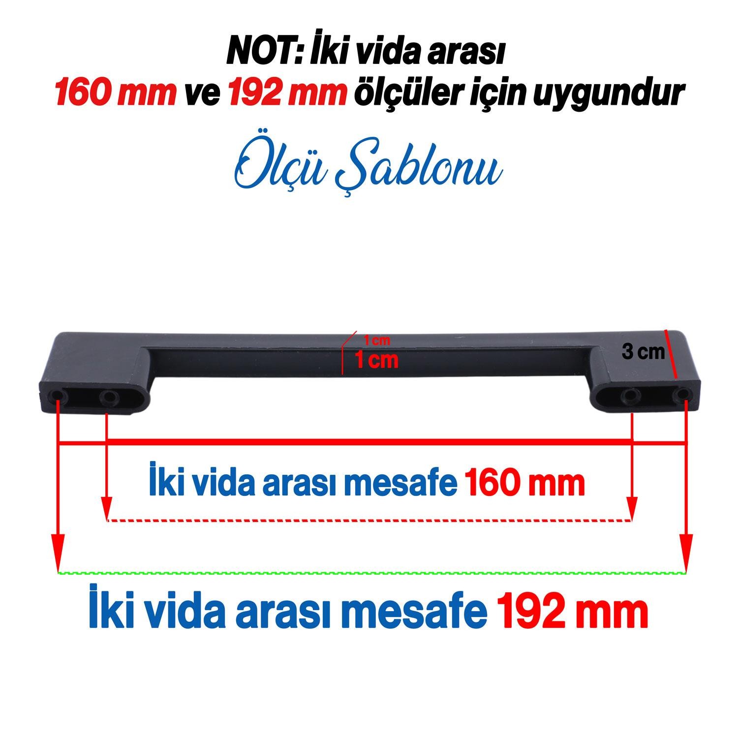 Köprü 160 Mm (SERT PLASTİK) Siyah Mobilya Mutfak Dolabı Çekmece Dolap Kulpu Kulbu Kulpları 10 Adet