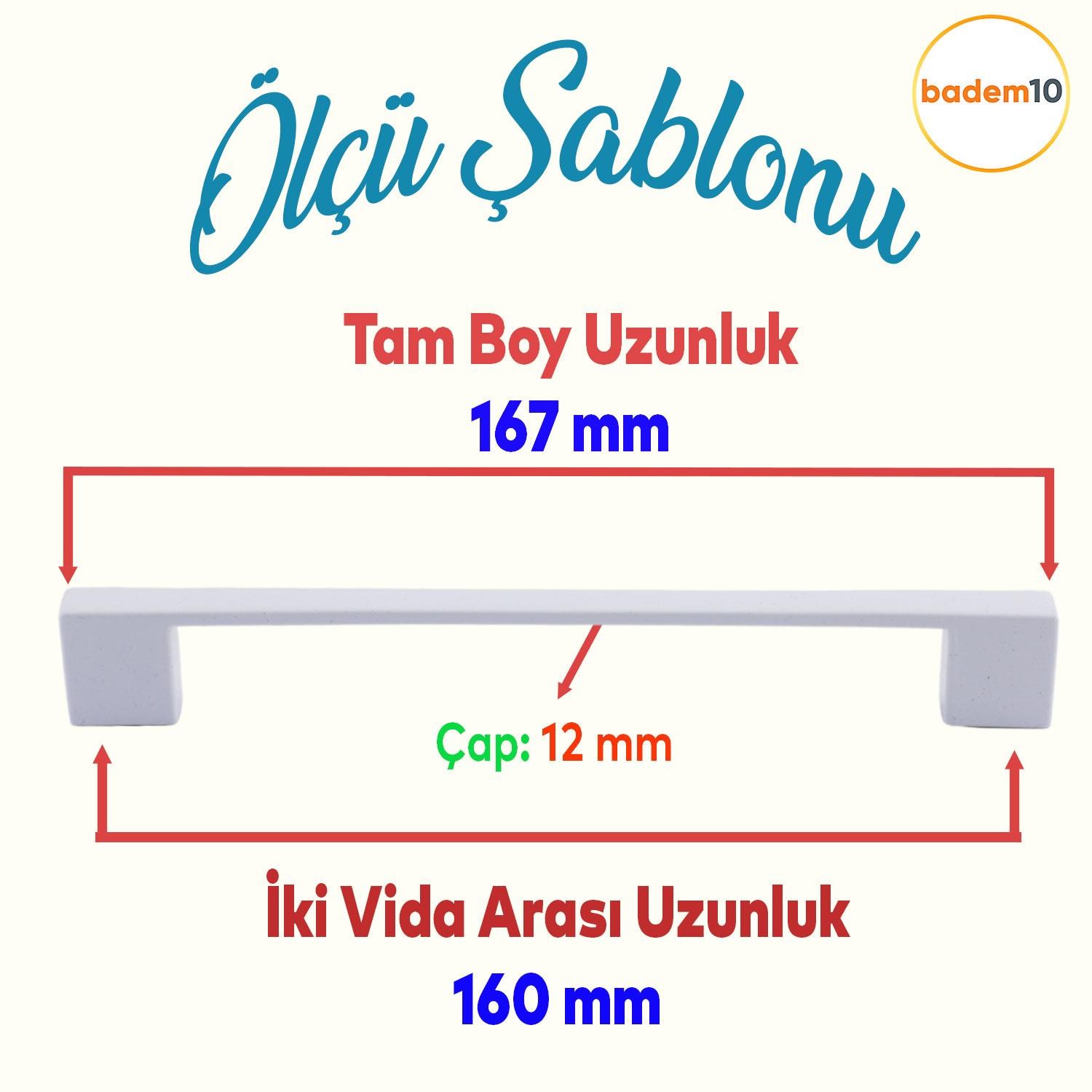 Gölcük Düz Mobilya Mutfak Dolap Çekmece Dolabı Kapak Metal Kulpu Kulbu Kulpları Beyaz 160 Mm - 16 Cm