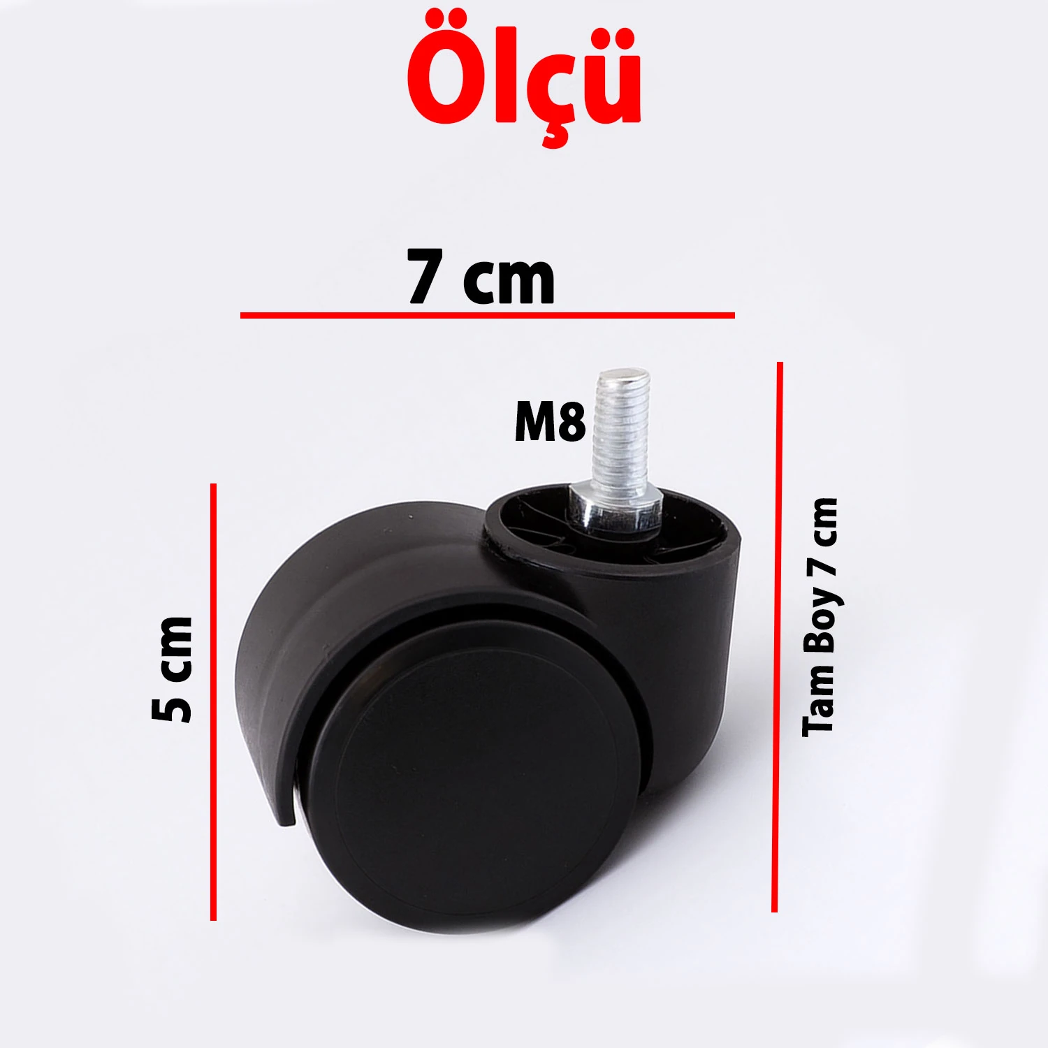 Koltuk Tekeri Dönerli M8 Civatalı 4'lü Set Siyah Dayanıklı Mobilya Sandalye Ofis Yedek Tekerlek