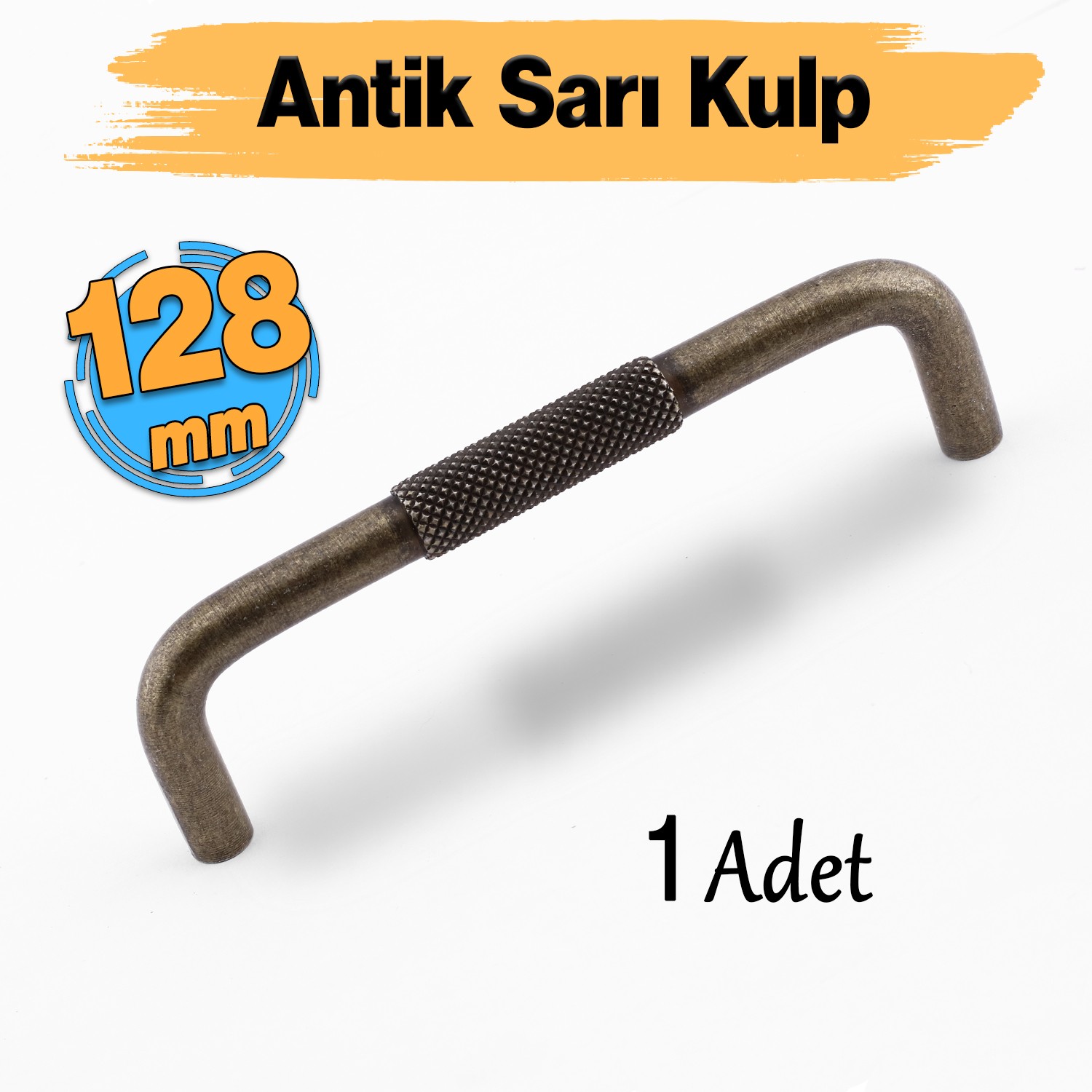Tırtıklı Antik Sarı Metal Kulp 128 mm 12.8 cm Mobilya Çekmece Dolap Dolabı Modern Kapak Kulpları