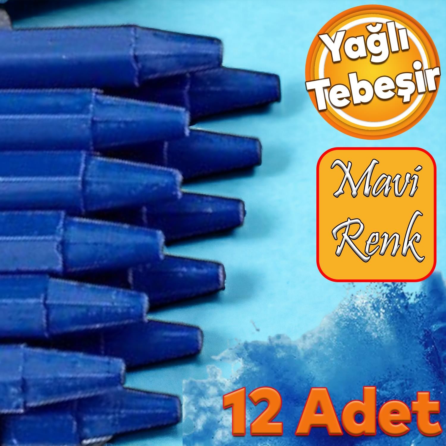 Silinebilir Yağlı Tozsuz Tebeşir Kalem Metal Plastik Cam Ahşap Yüzey İşaretleyici Mavi 12 Adet