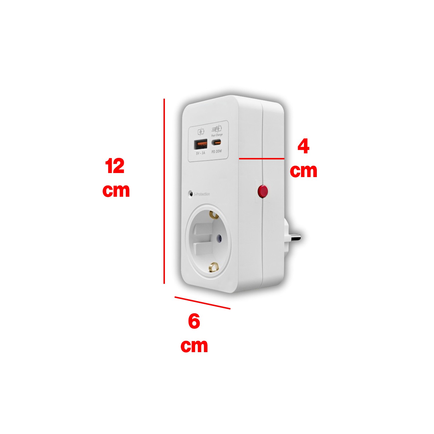 Akım Şok Korumalı Tekli Priz USB TYPE-C Çoçuk Korumalı Fiş Telefon Hızlı Şarj Soketi 720 Joule
