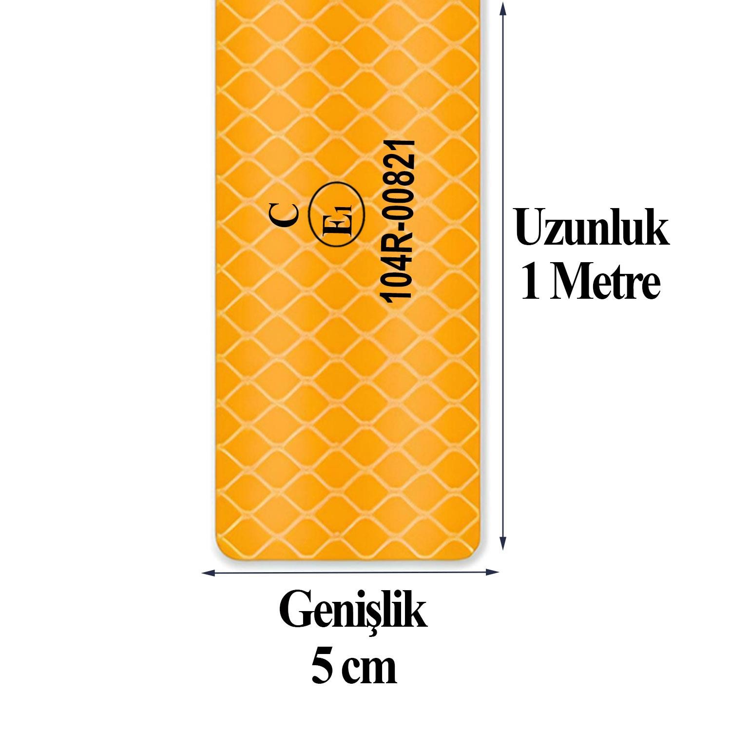 Tüvtürk Onaylı Bant Sarı 1 Metre 5 cm Belgeli Reflektörlü Reflektif Fosforlu Şerit Bant İkaz Bandı