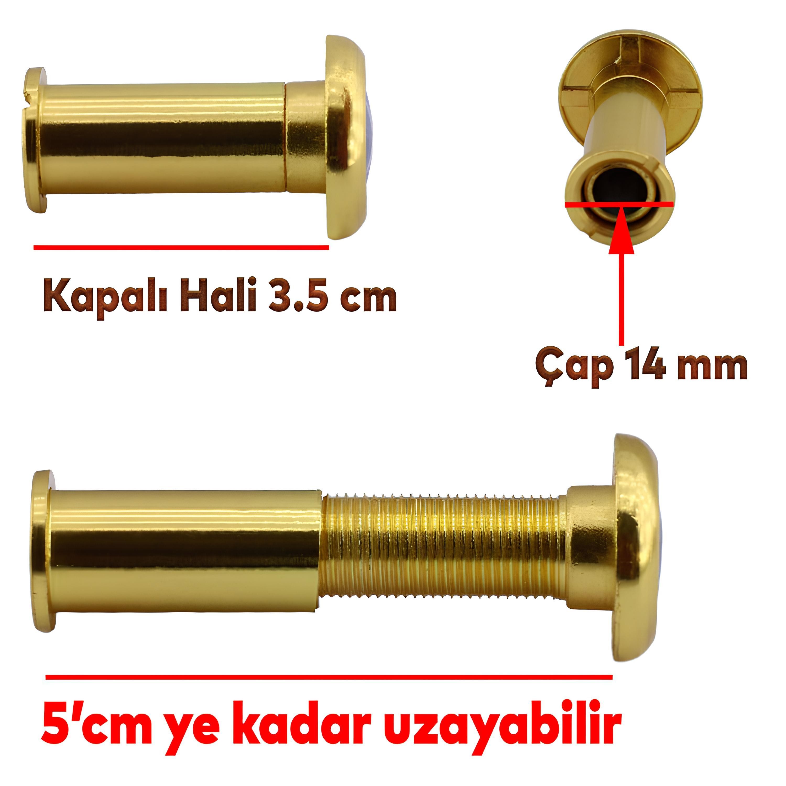 Kapı Dürbünü Kapaksız Çelik Kapı Gold 35-50 mm Ayarlanabilir Çap 14 mm