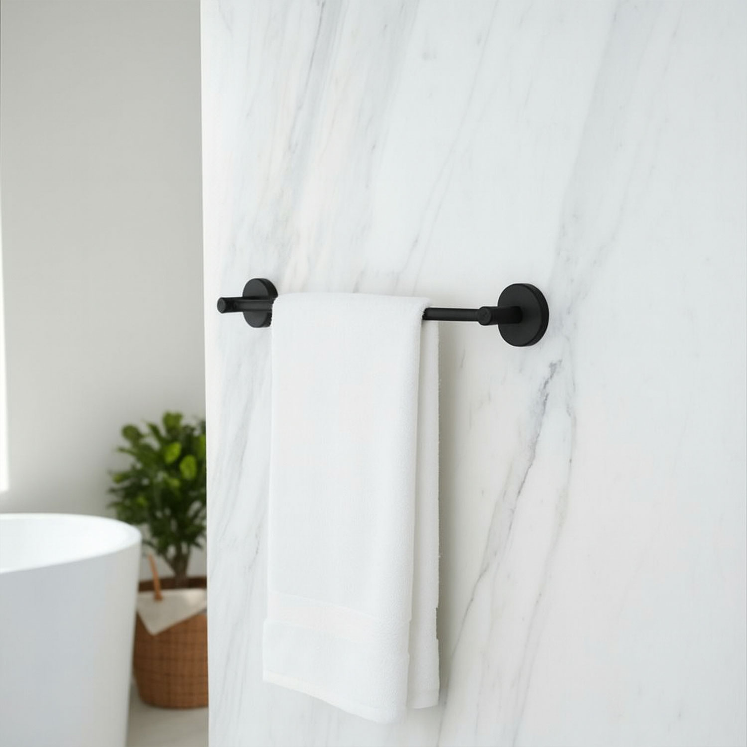 Siyah Metal Uzun Havluluk 40 cm Duvara Monte Vidalı Lüks Banyo Havlu Askılığı Modern Mat Tasarım