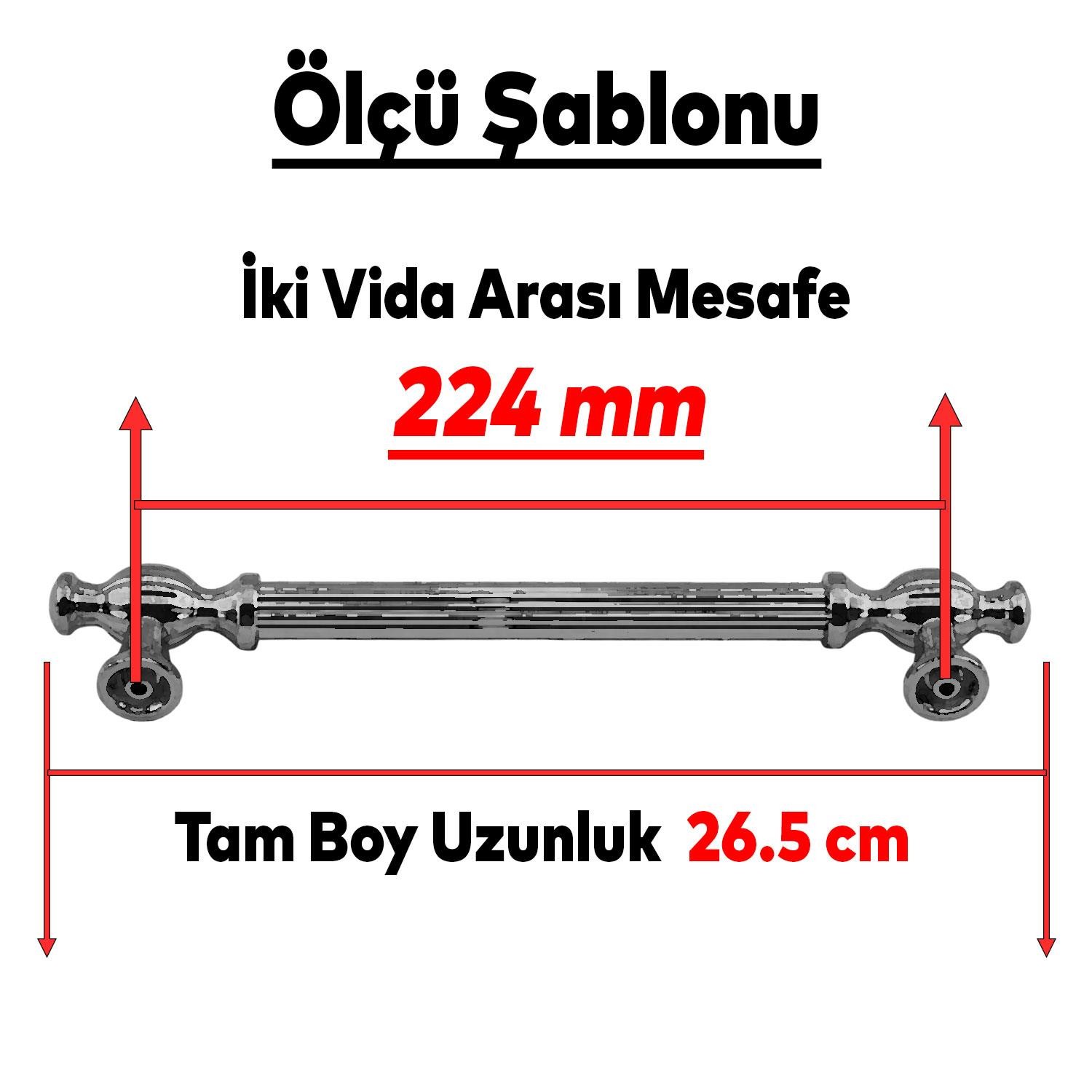 Kesir Mobilya Mutfak Dolabı Çekmece Dolap Kapak Kulpu Kulbu Siyah (224 MM-22.4 CM) Metal Kulpları