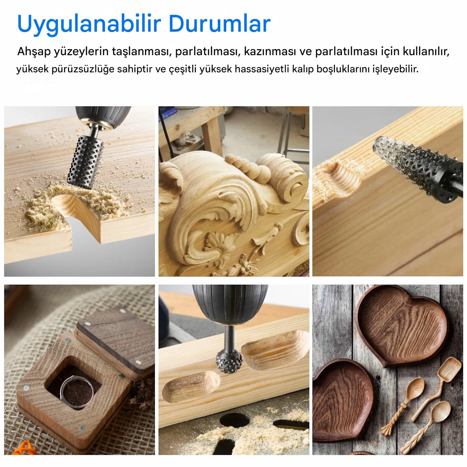 Ahşap Törpü Freze Uç Ucu Uçları Seti 5 Parça Matkap Uyumlu Oyma Zımpara Kalıp Ucu Seti Hobi Takımı