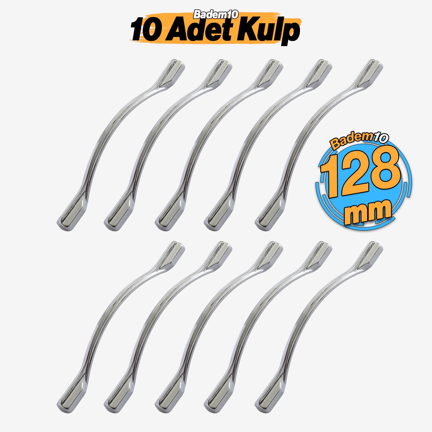 İnci Kulp 128 mm 10 ADET Gümüş Mobilya Mutfak Dolabı Çekmece Dolap Kulpları Kapak Kulpu Kulbu Metal