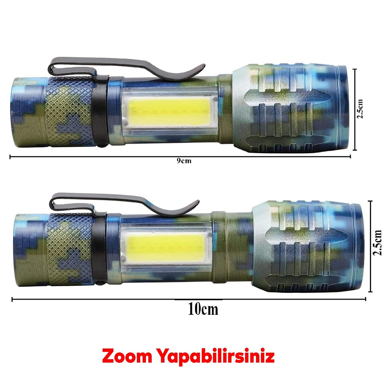 Beyaz Işık  Kamp Lambası Gece Aydınlatma 5 W Led Sağlam El Feneri Şarjlı Modlu Işıldak