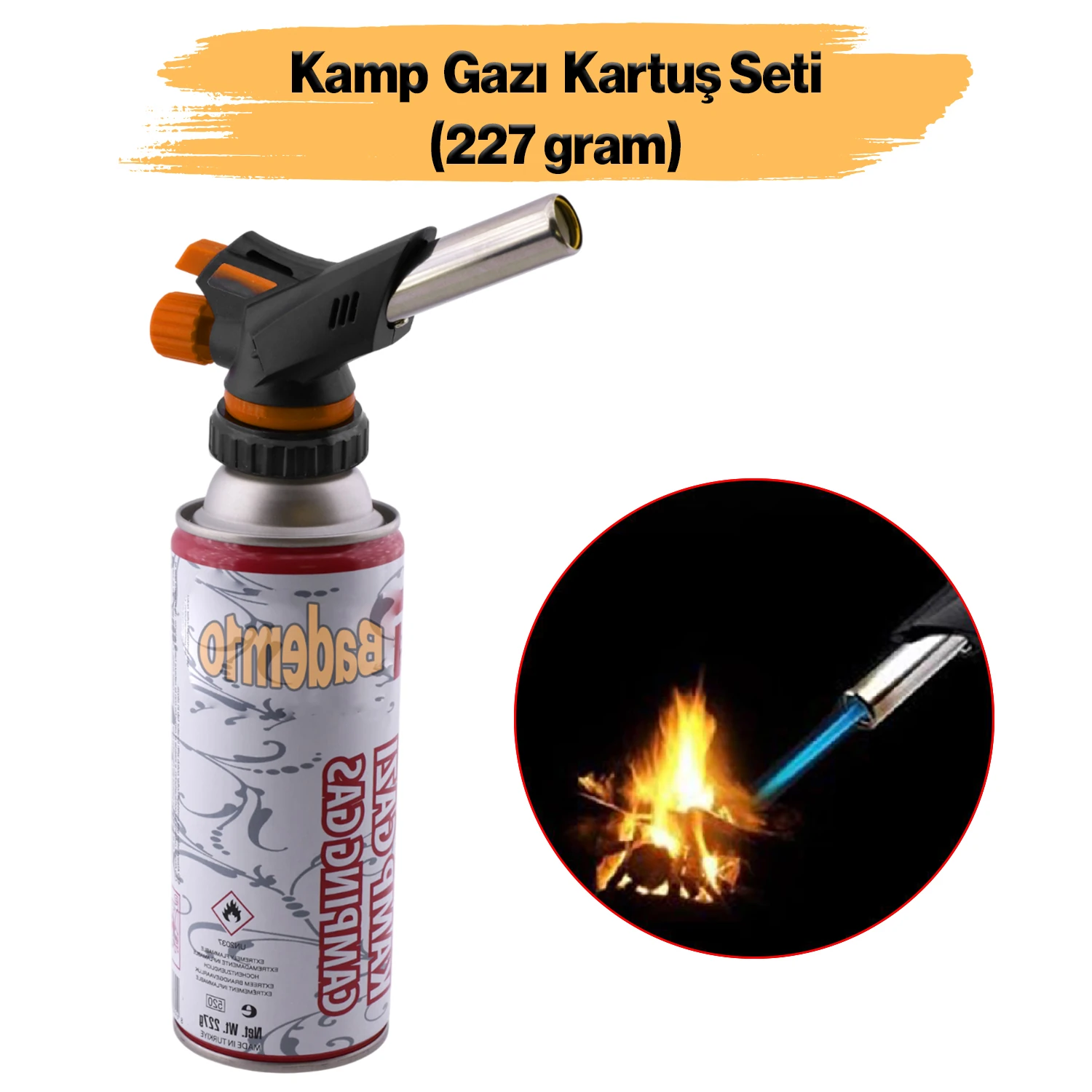 Çakmaklı Pürmüz Yedek Kartuşu Kamp Gazı 227 Gram Piknik Kamp Mangal Mutfak Ateş Tutuşturucu Set