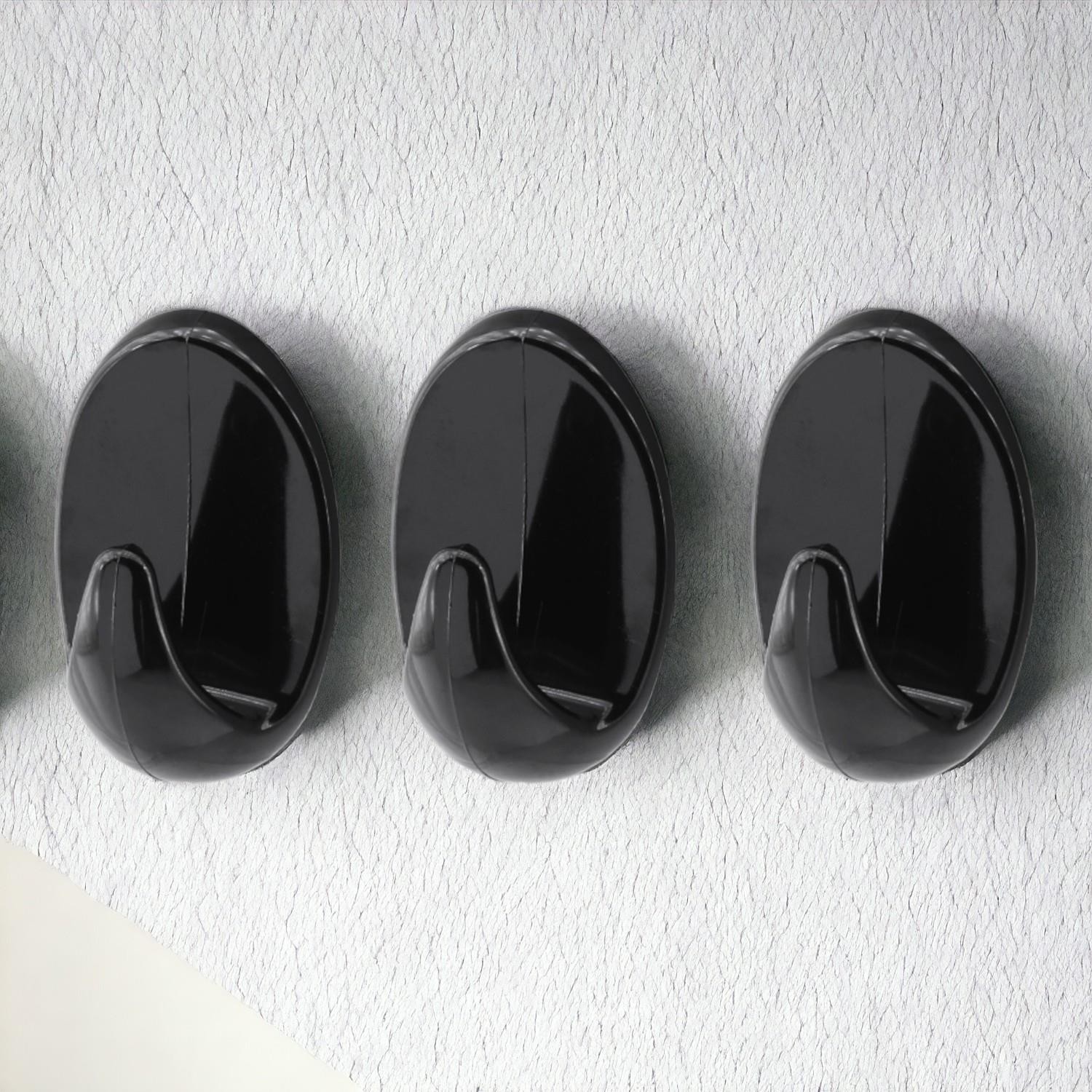Yapışkanlı Banyo Lavabo Mutfak Askılık Siyah Plastik Sağlam Asma İz Bırakmayan Askı 3 Adetli Set 
