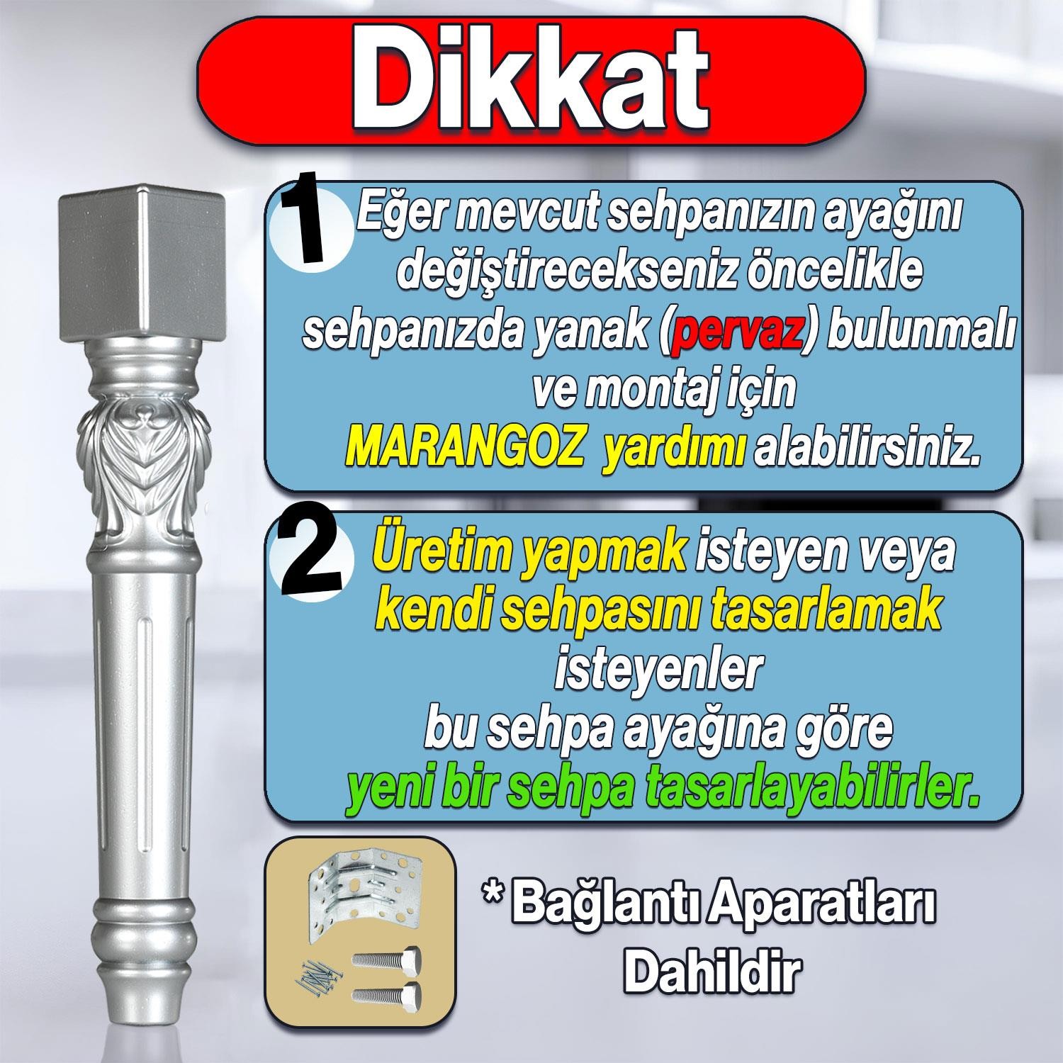 Star Plastik Sehpa Ayağı 44 cm Gümüş Renk Orta Ayak Zigon Sehpa Mobilya Masa Ayakları 1 Adet Gri