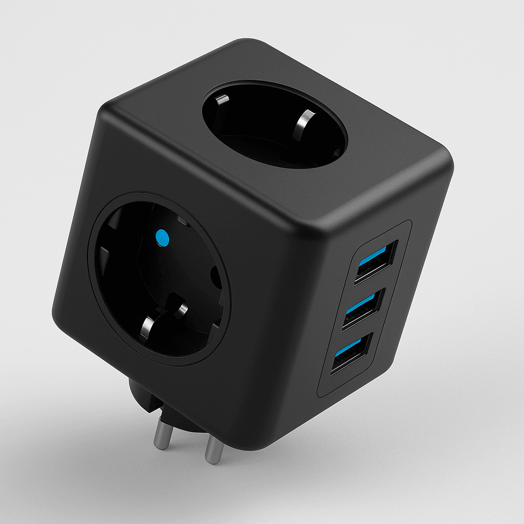3 Prizli 2 USB + 1 Type-C Çocuk Termal Kısa Devre Akım Korumalı Topraklı Golyat Grup Şarj Fiş Priz