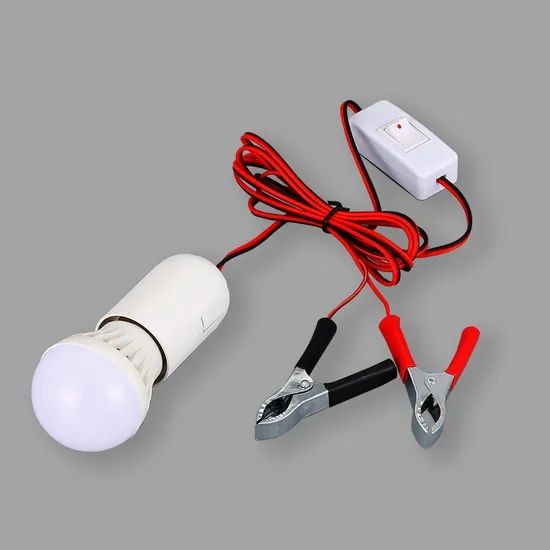 Led Ampul Akü Takviye Kablolu 4 Metre Anahtarlı 5W Tasarruflu Seyyar  Aydınlatma Beyaz Işık Pensli