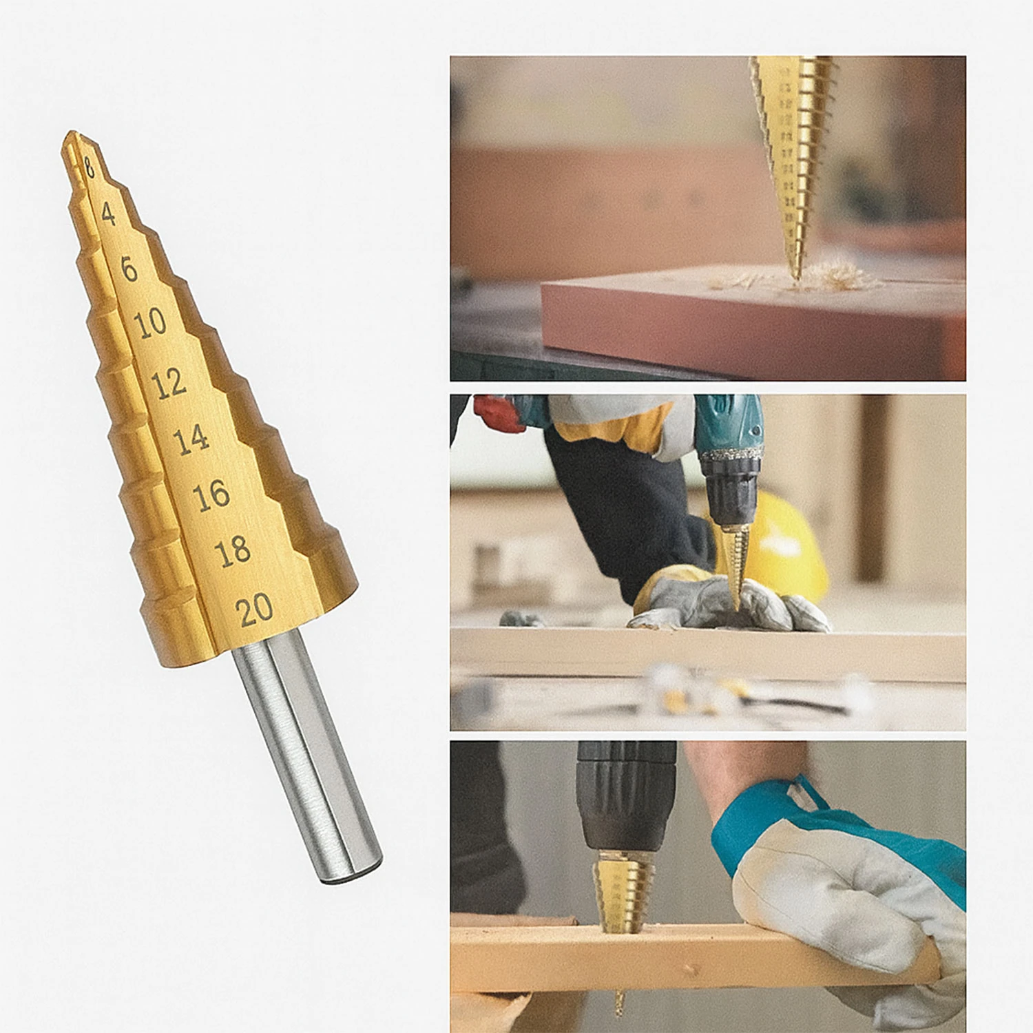 Kademeli Matkap Ucu 4 20 mm Titanyum Kaplama Metal Sac Delme Spiral Uç Seti Konik Basamaklı Çelik