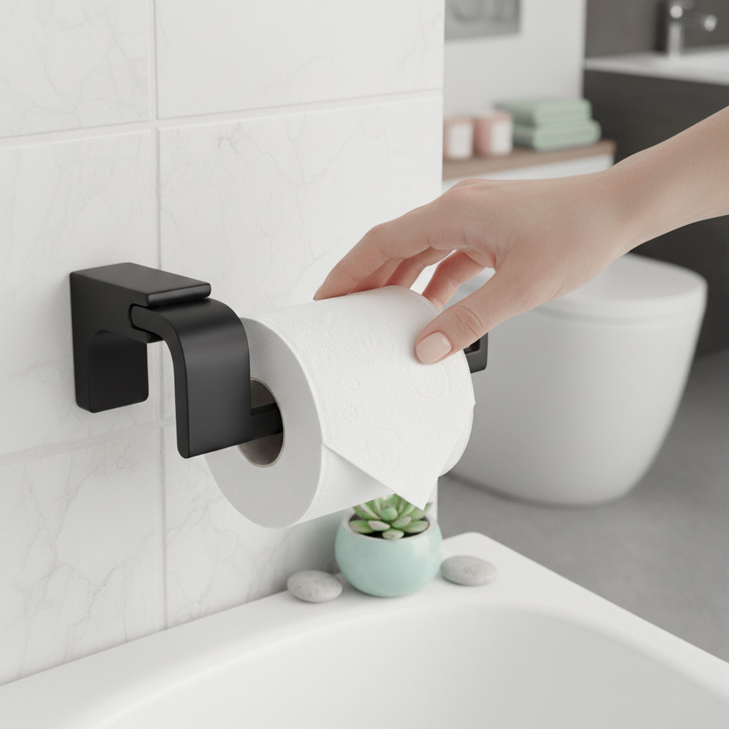 Siyah Lüx Kapaksız WC Kağıt Aparatı Vidalı Paslanmaz Metal Duvar Tuvalet Kağıtlık Banyo Aksesuarı