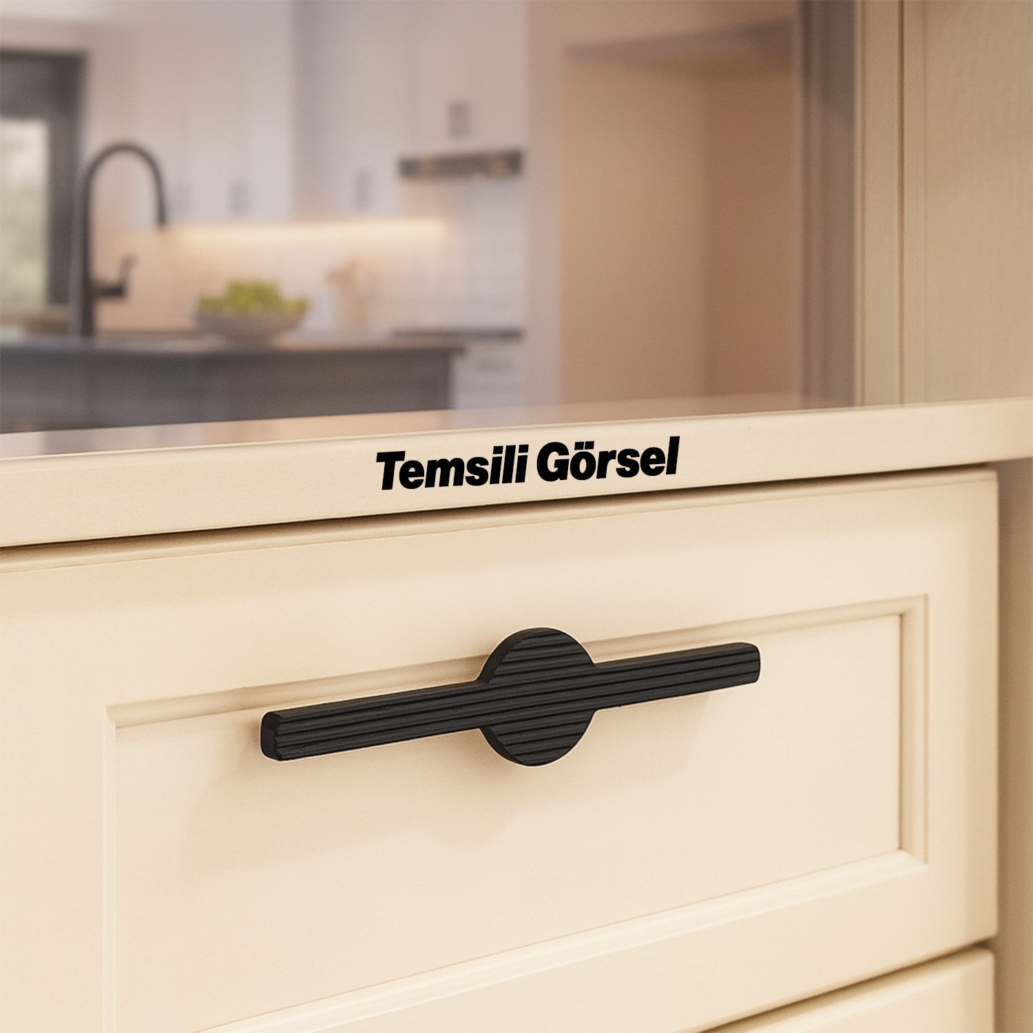 Saral Çizgili Mat Siyah Metal Kulp 224 mm 22.4 cm Mobilya Çekmece Mutfak Dolabı Dolap Kapak Kulplar