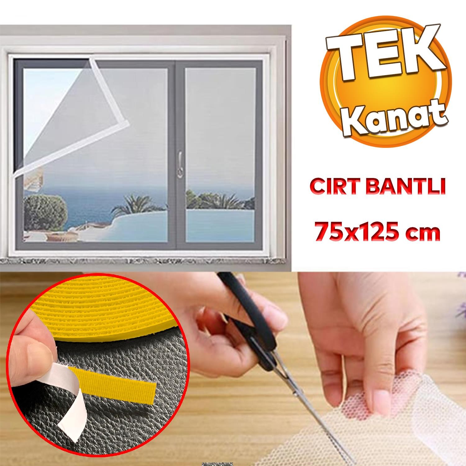 Hazır Sineklik Beyaz Tek Kat Sök Tak Pratik Yıkanabilir Pencere Kapı Sinekliği 75x125 cm