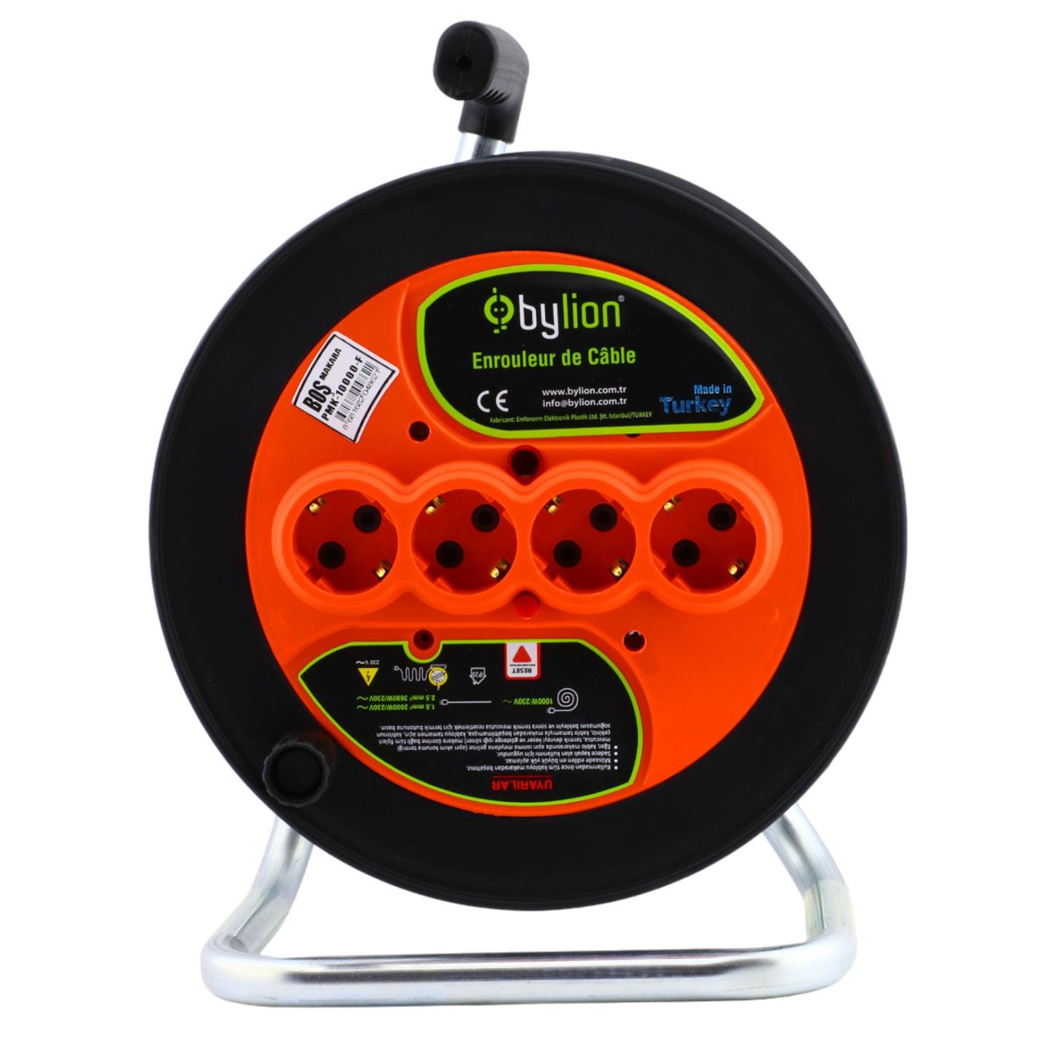 Bylion PMK-10000 Boş Makara Sarım Makarası Kapaksız 4 Prizli Seyyar Kablo Makarası