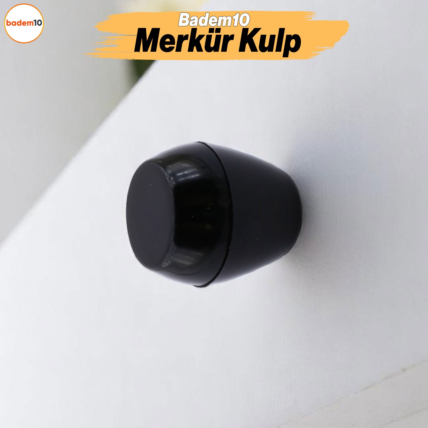 Merkür Düğme Siyah Mobilya Mutfak Dolap Dolabı Çekmece Kulpu Kulbu Plastik Siyah Tek Vidalı Kulp