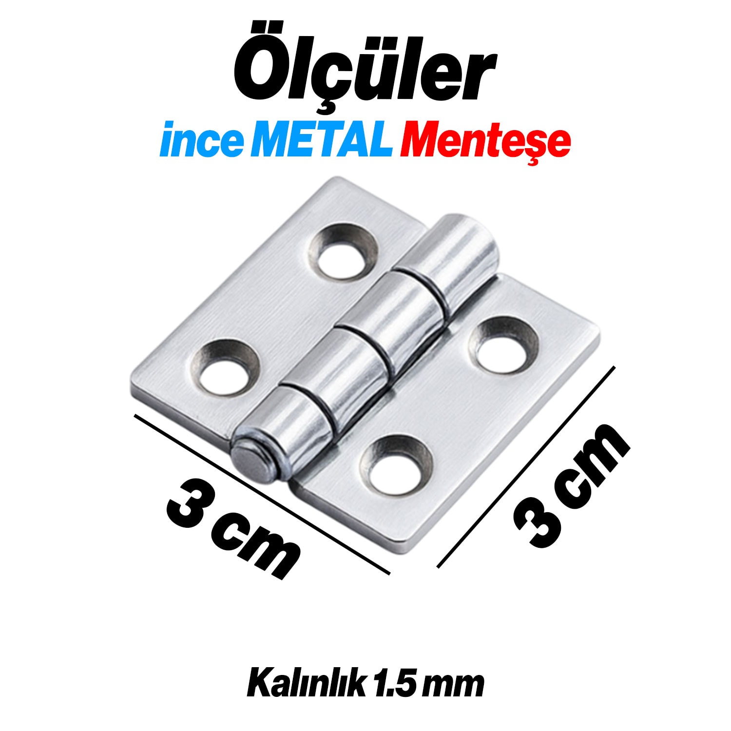 Yaprak Menteşe Metal Gümüş 30x30 mm 2 Adet Set İnce Dolap Mobilya Kapak Menteşe Bağlantı Kapı