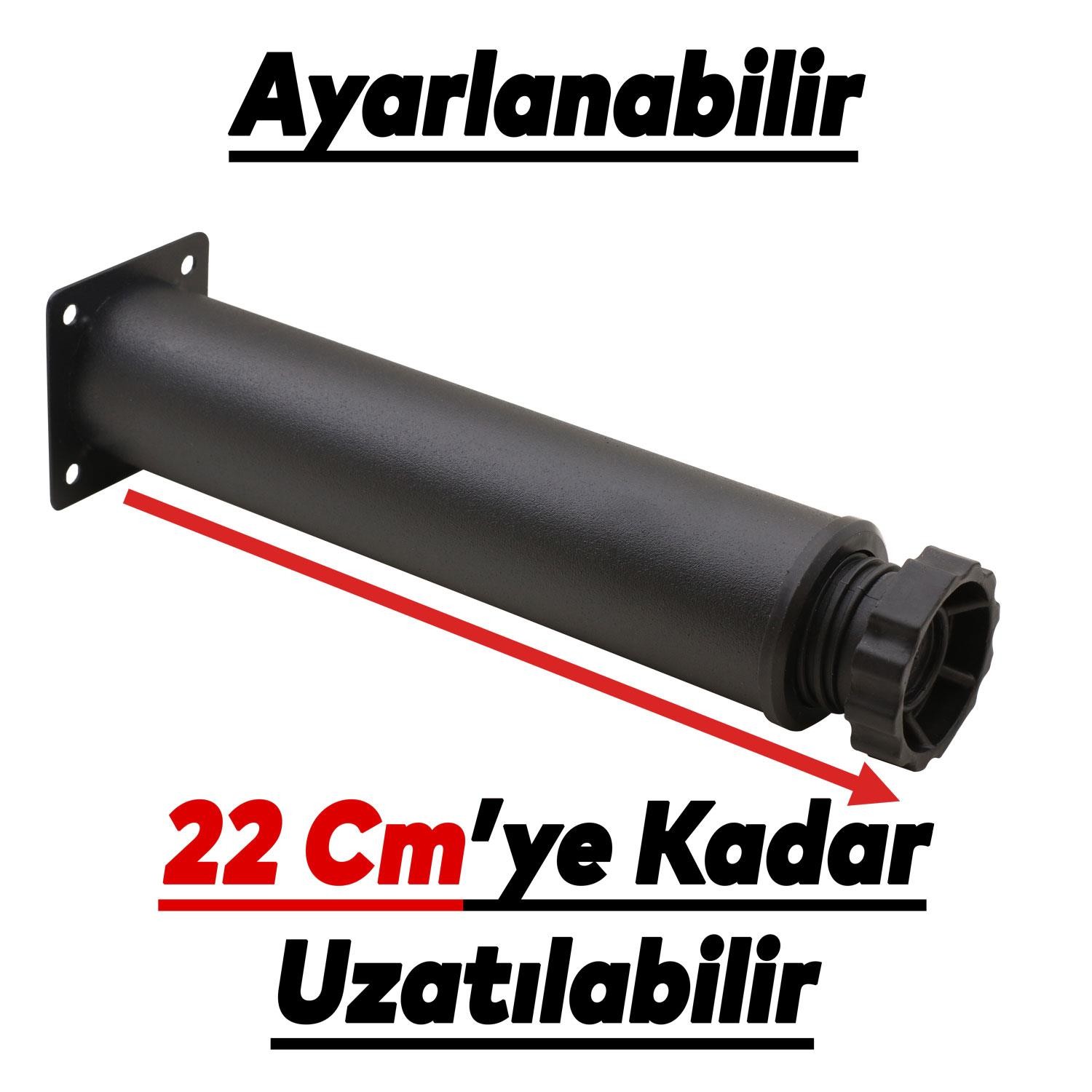 Mobilya Kanepe Konsol Koltuk Metal Destek Ayağı Ayarlanabilir 20 Cm Siyah Metal Ayakları (8 ADET)