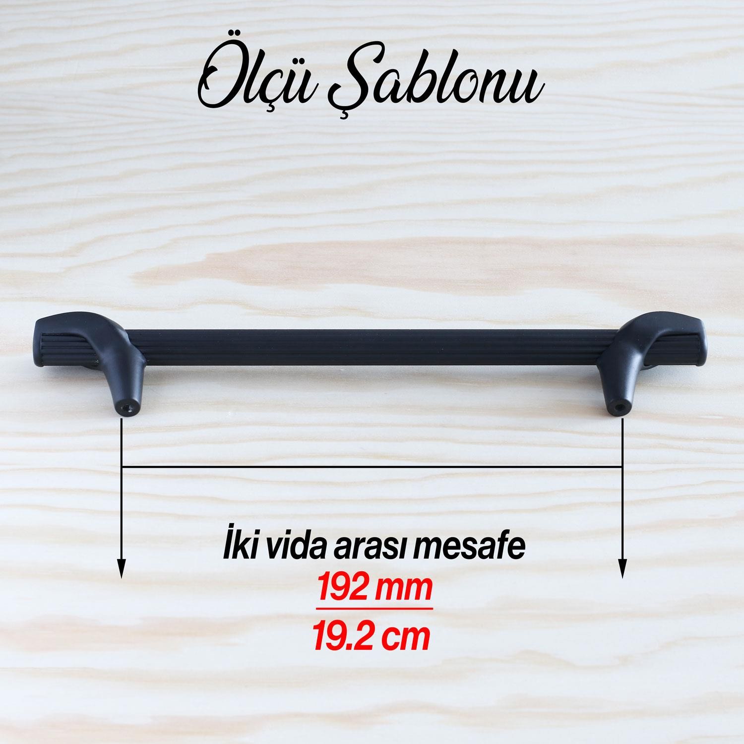 Duru 192 mm Siyah Metal Kulp Mobilya Çekmece Mutfak Dolabı Kulpları Dolap Kapak Kulbu Kulpu