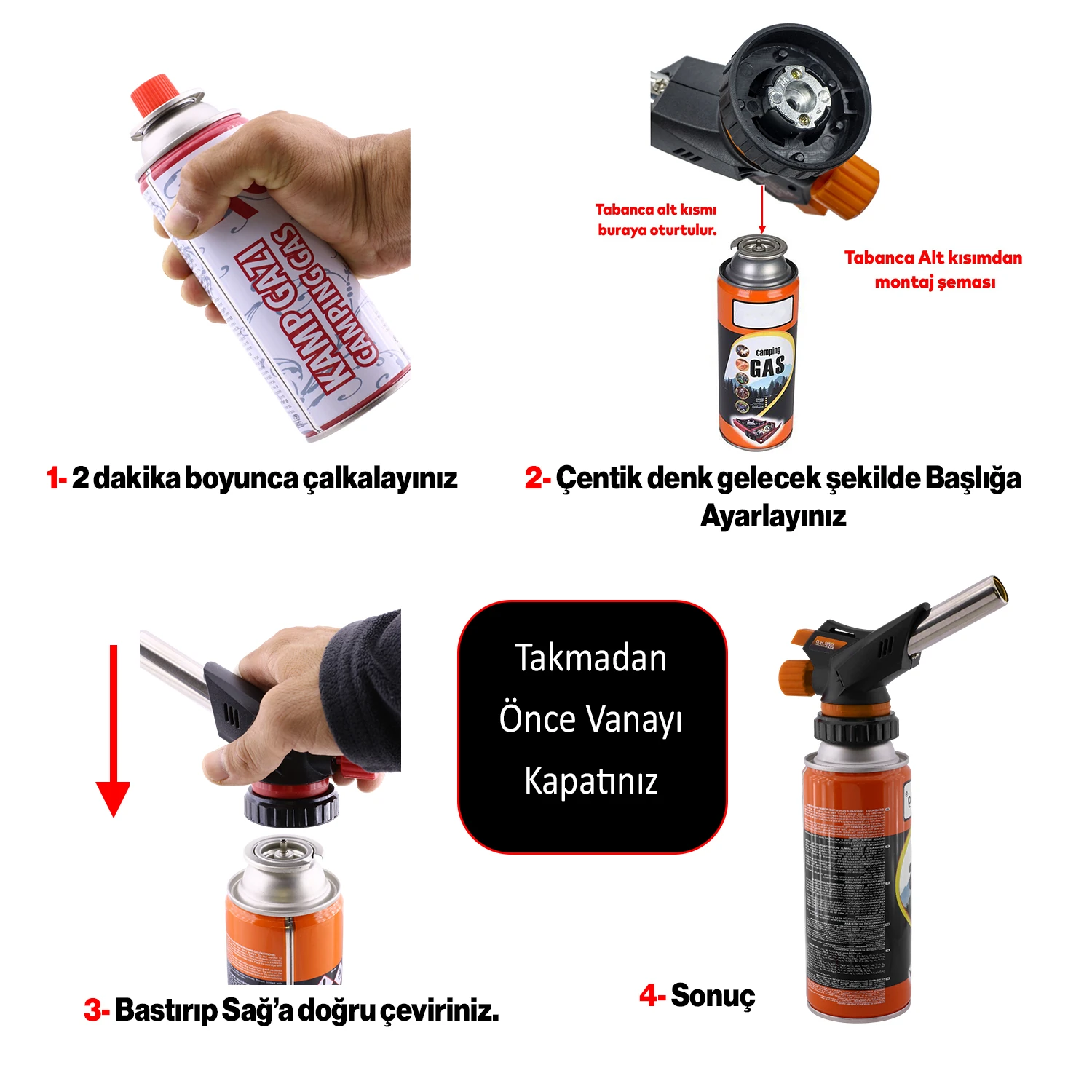 Portatif Taşınabilir Kamp Ocağı Tek Gözlü (5 Adet) Gaz Kartuşlu Tüp Uyumlu Bağlantı Gezi Piknik Ocak