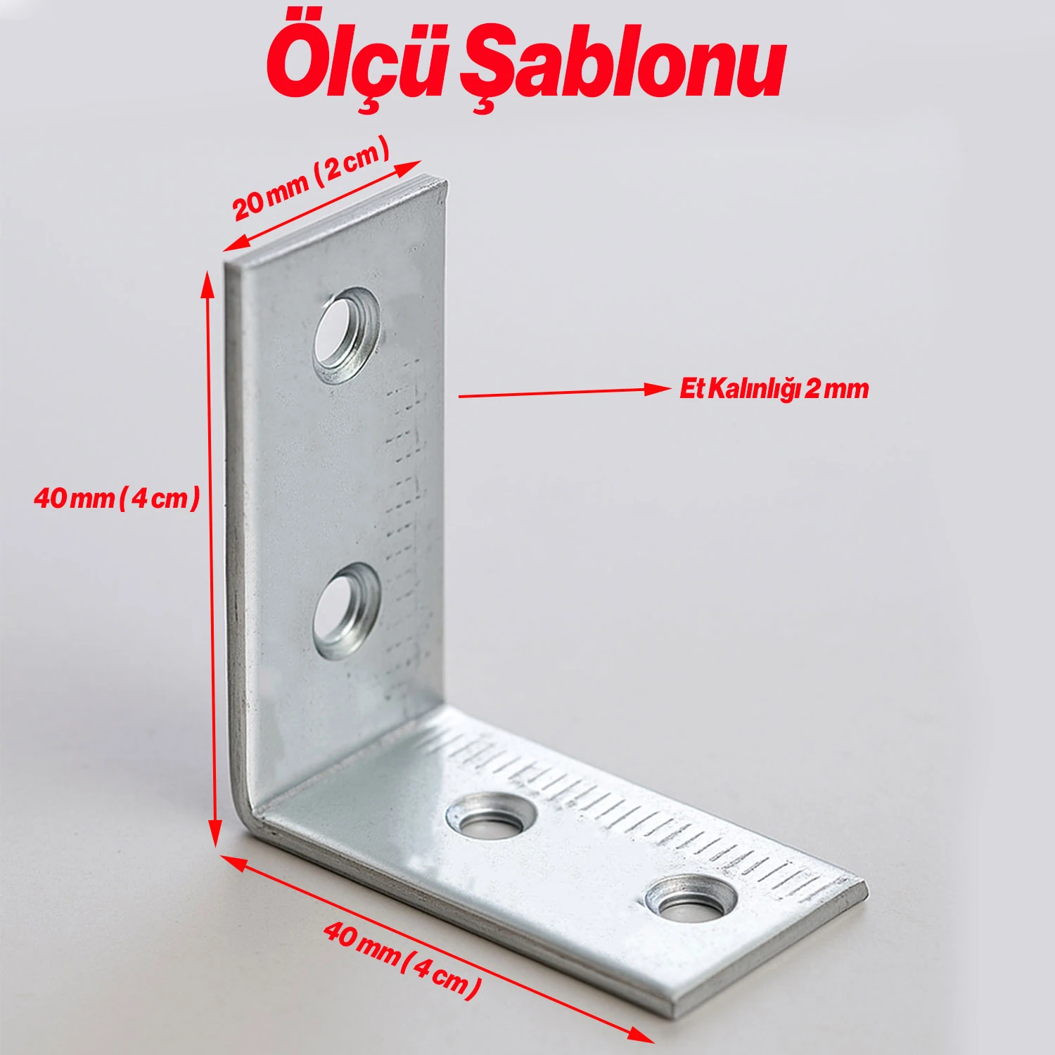 Metal L Demiri 20x40x40 mm (25 ADET)  Raf Köşe Sabitleme Aparatı Mobilya Bağlantı Destek Seti