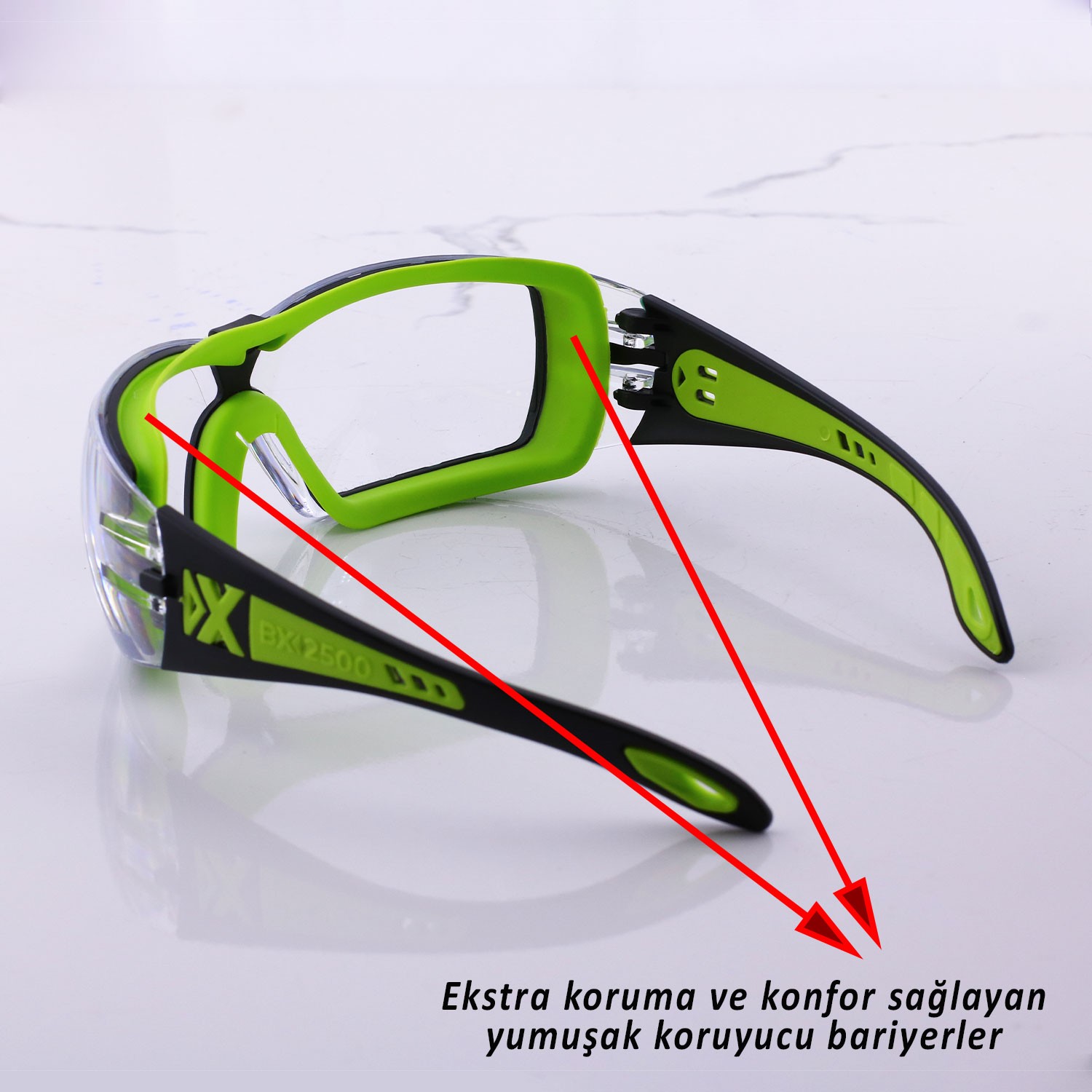 İş Güvenlik Gözlüğü Buğulanmaz Lazer UV Koruyucu Toz Korumalı Gözlük Silikon Kulaklık Şeffaf