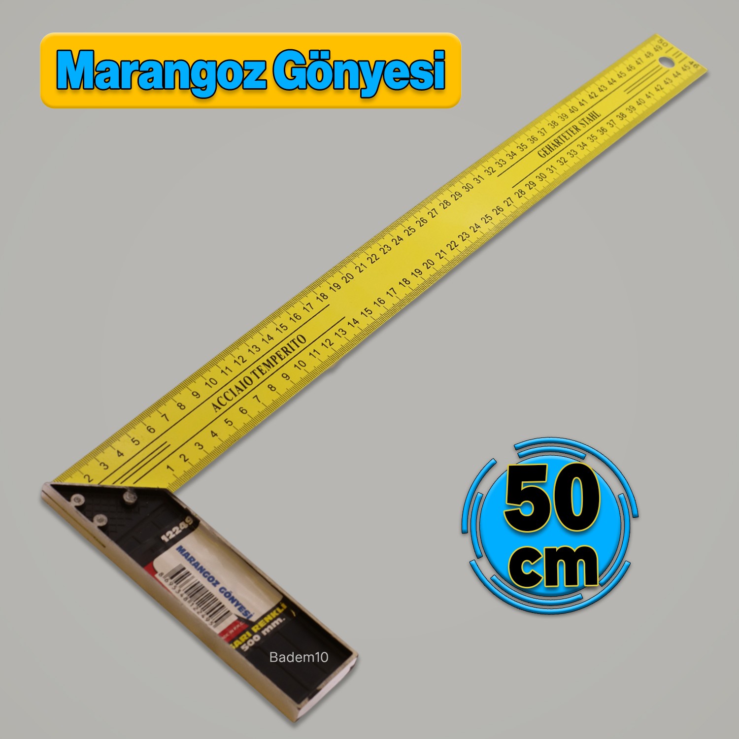 500 mm 50 cm Alüminyum Marangoz Gönye Metal Gövde Açılı Ölçüm Cetveli Ahşap İnşaat Hassas Gönye