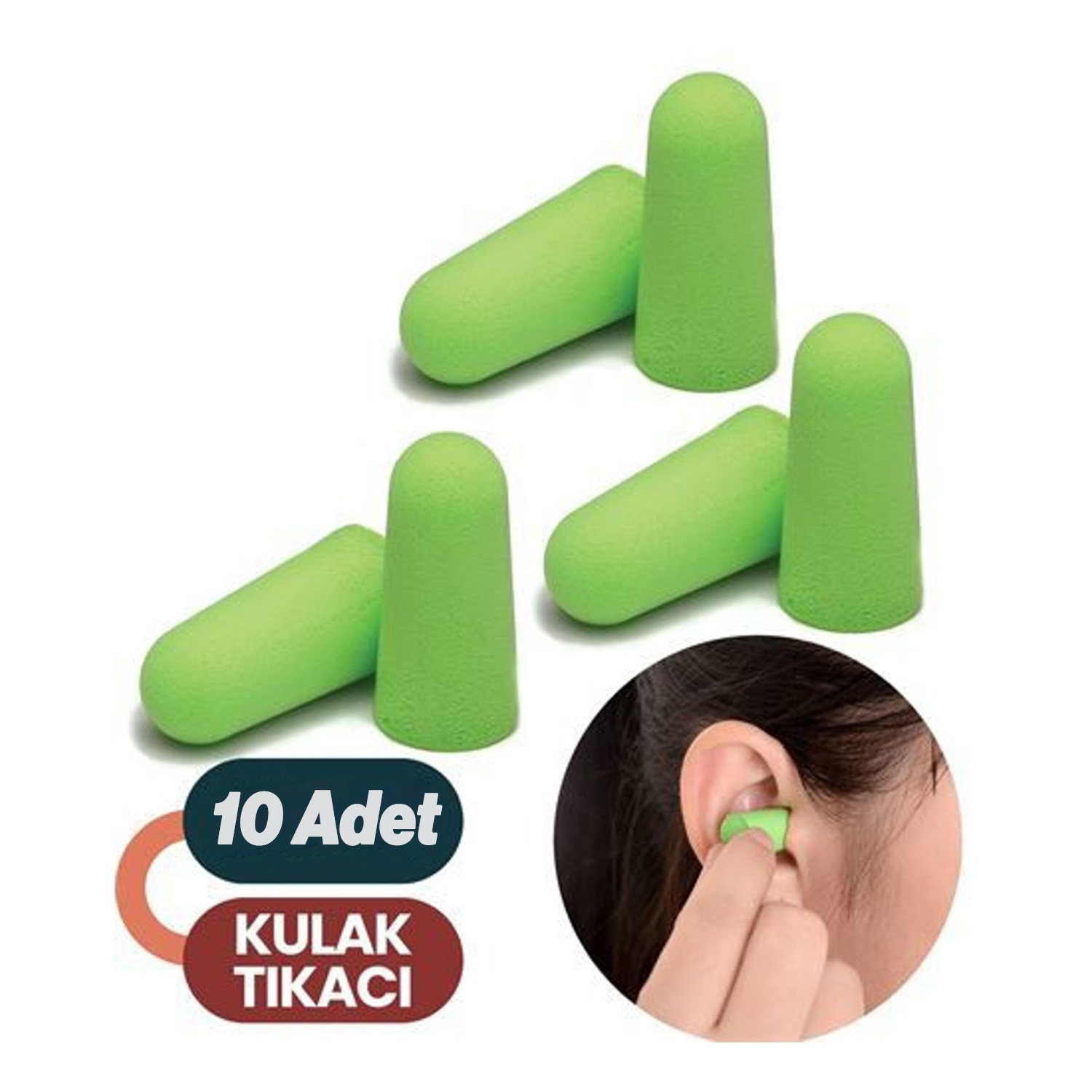 Tek Kullanımlık Kulak Tıkacı (5 Çift) 36 Db Pu Pamuk Tıkaç Gürültü Ses Önleyici Yüzme Su Koruyucu
