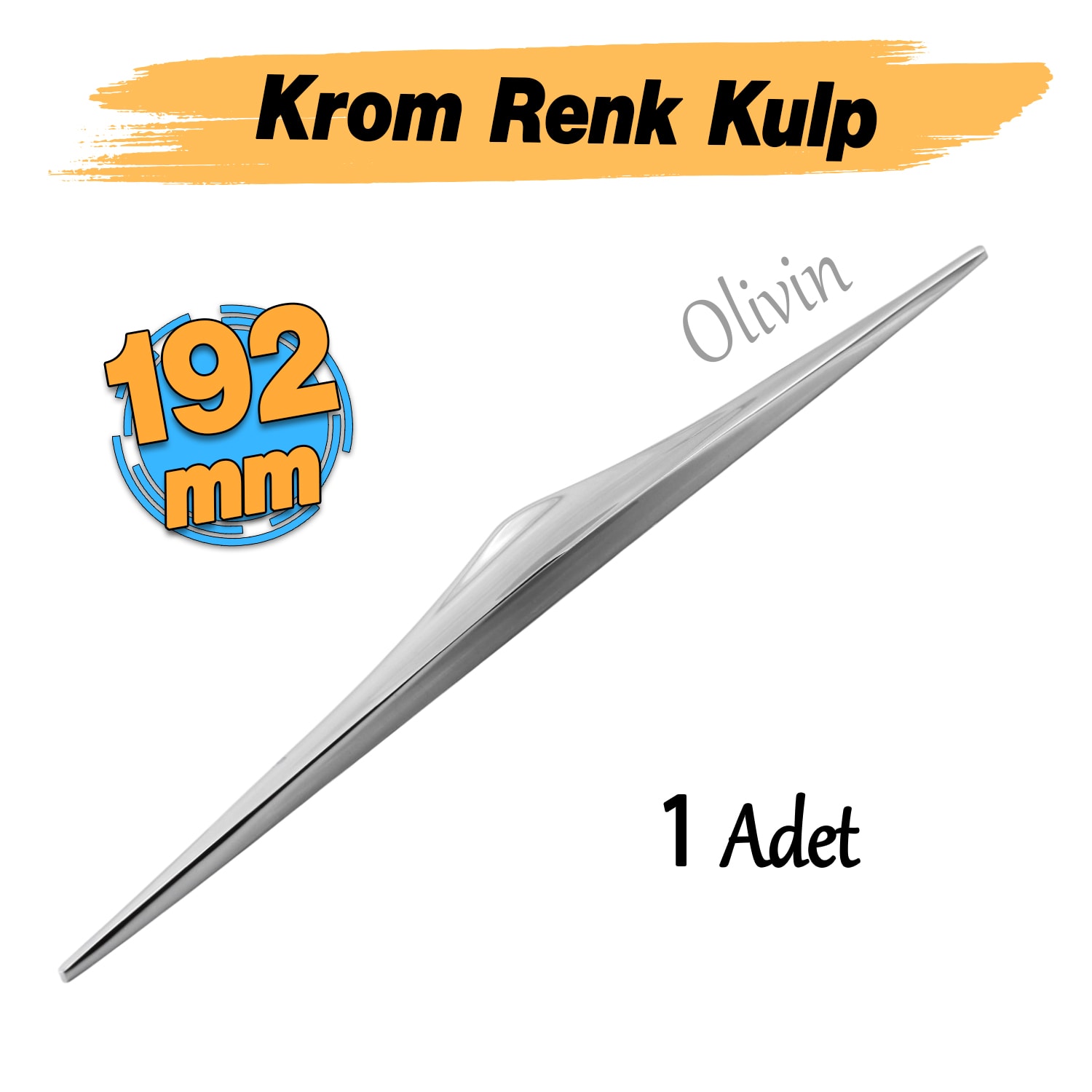 Olivin Krom Metal Kulp 192 mm - 19.2 cm Mobilya Çekmece Mutfak Dolabı Dolap Kulpları Kulbu Kulpu