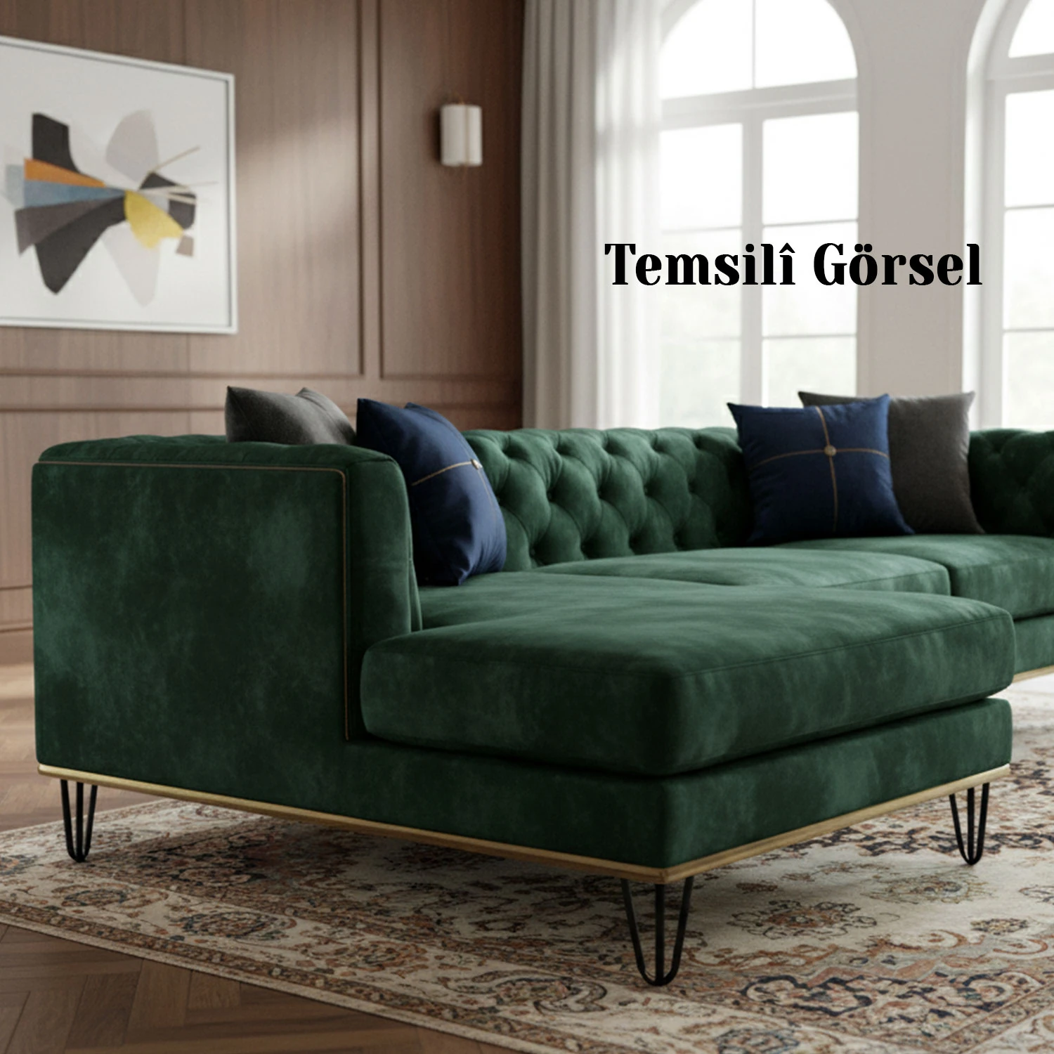 Martı 12 cm Siyah Metal 4'lü SET Mobilya Ayağı Üçgen Modern Tasarım Koltuk Sehpa Masa TV Ünitesi